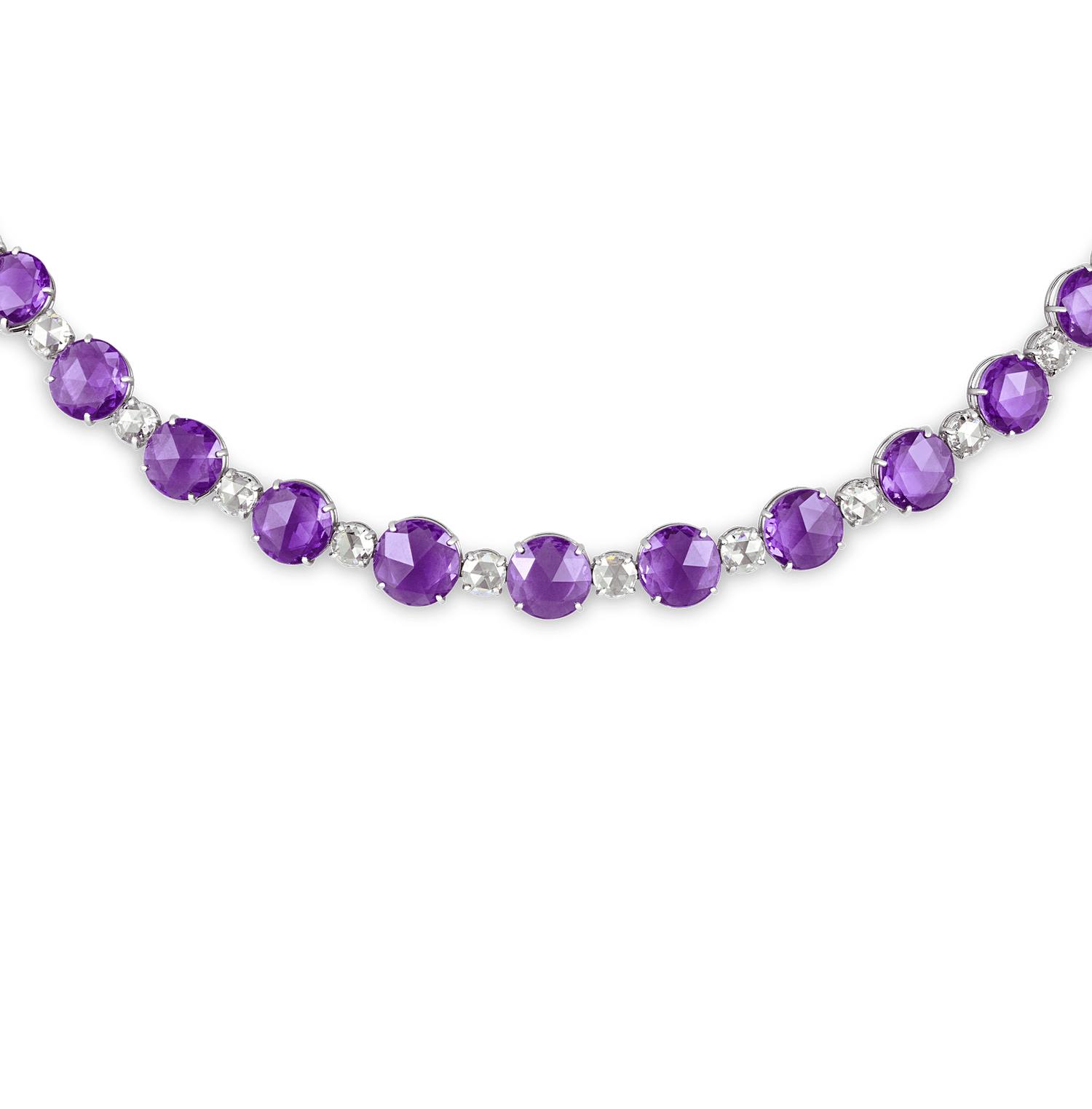 Untreated Purple Sapphire and Diamond Necklace