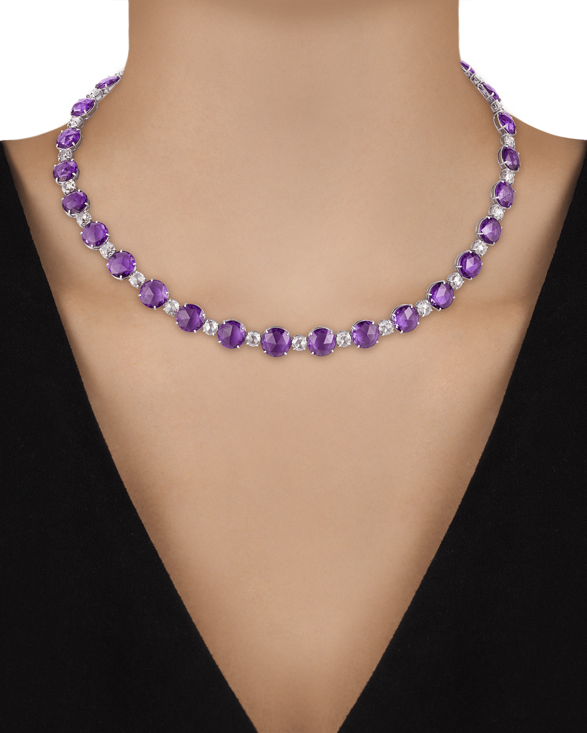 Untreated Purple Sapphire and Diamond Necklace