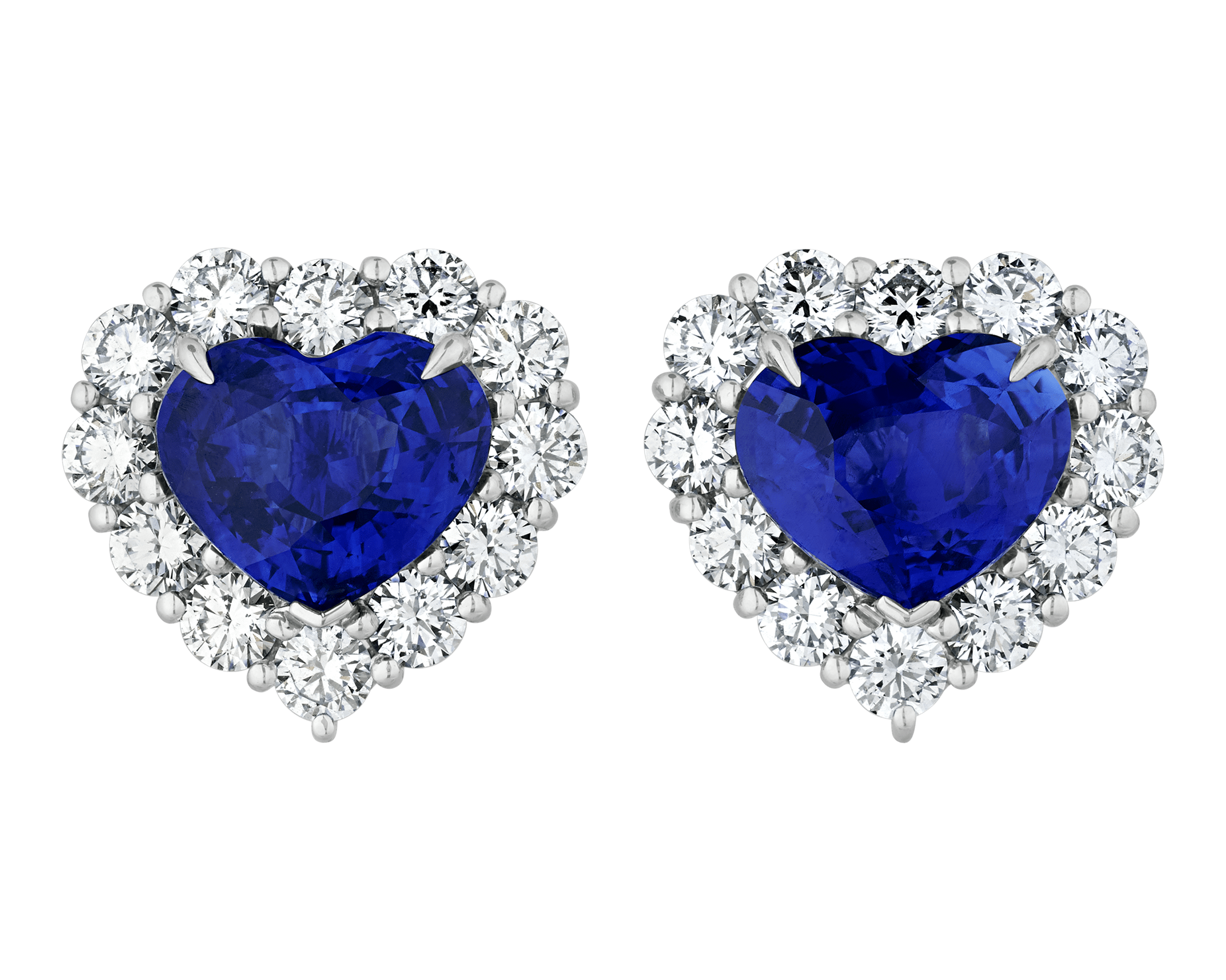 Ceylon Sapphire Heart Earrings, 6.11 Carats