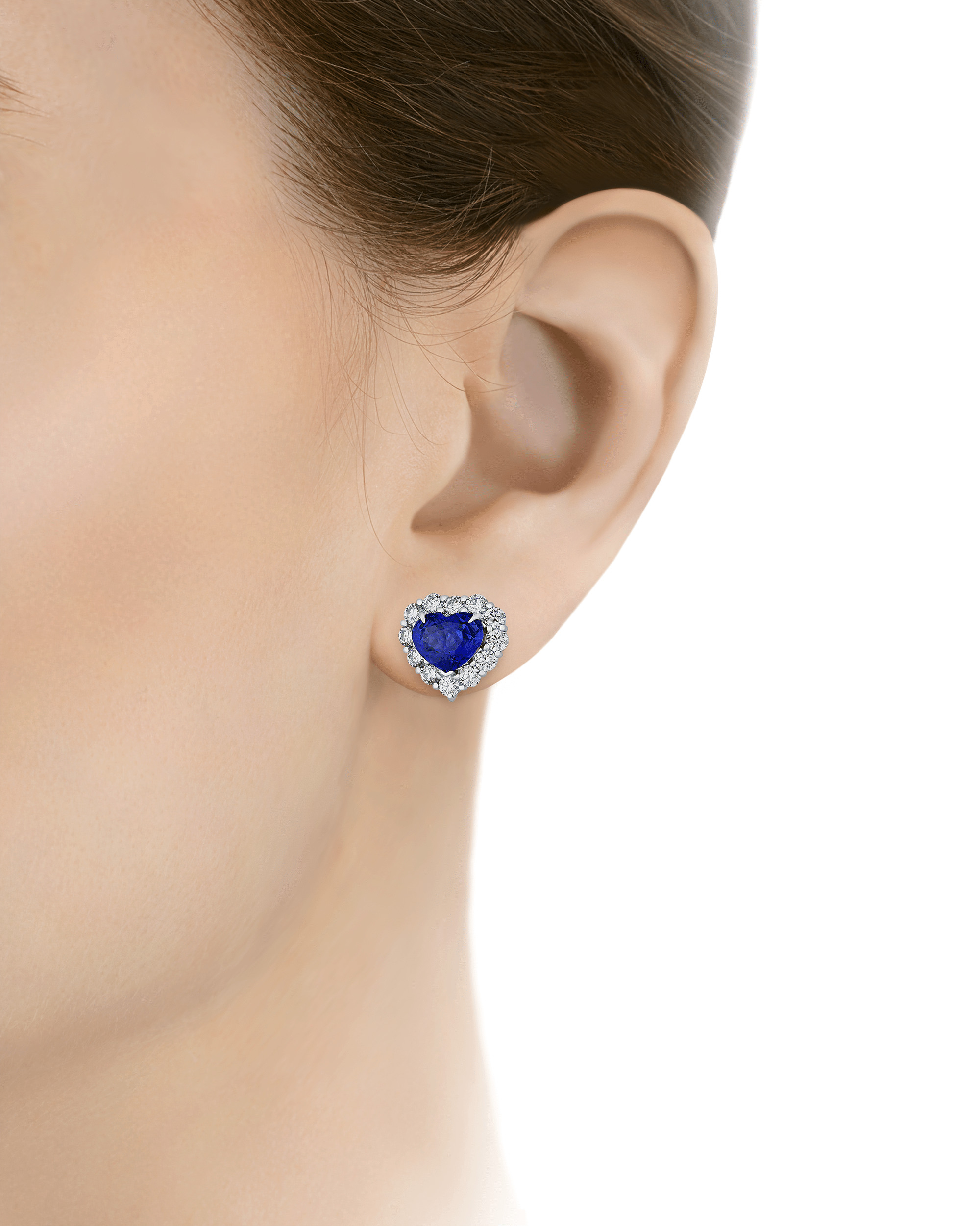 Ceylon Sapphire Heart Earrings, 6.11 Carats