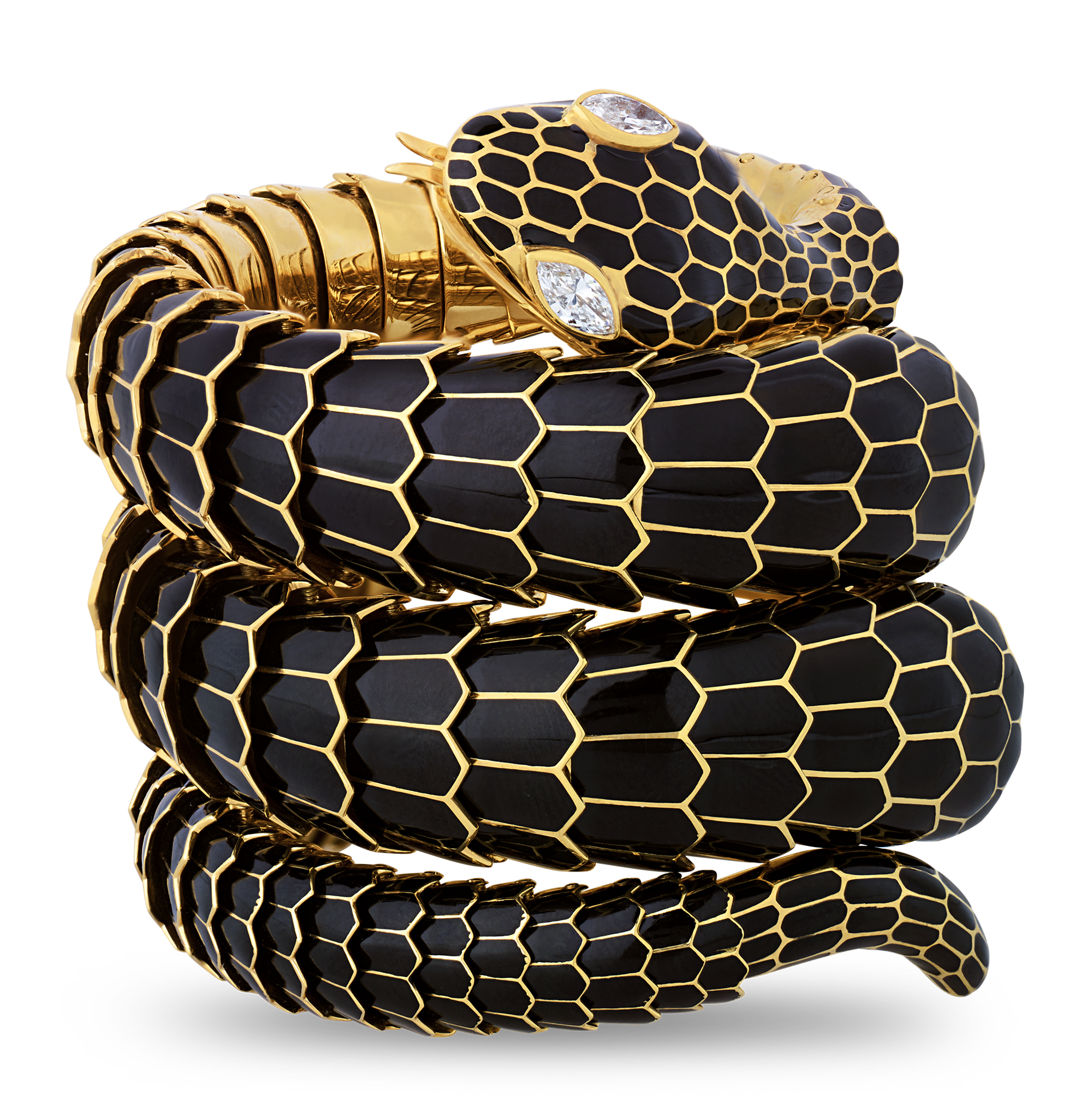 Gold and Enamel Snake Bracelet