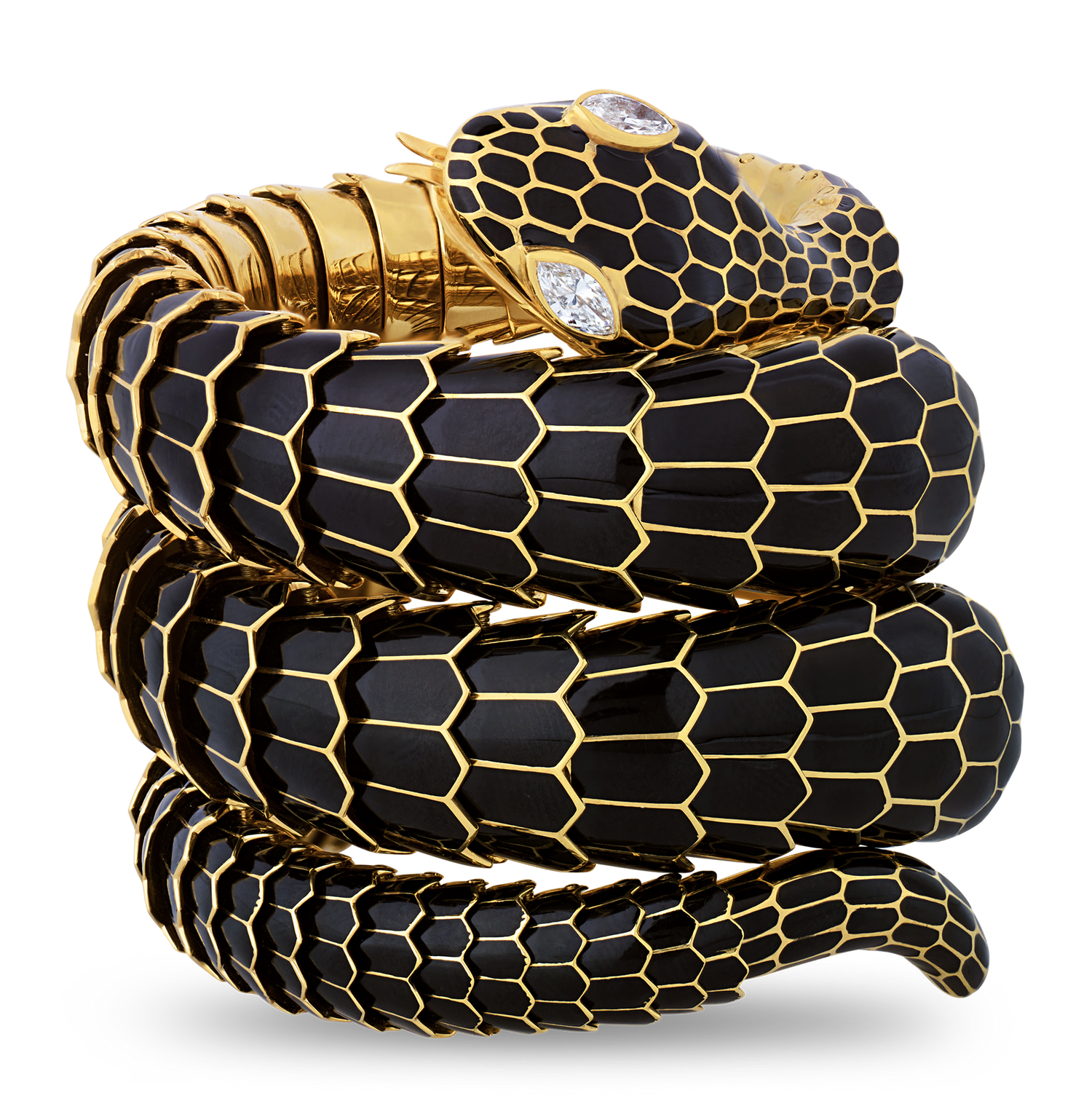 Gold and Enamel Snake Bracelet