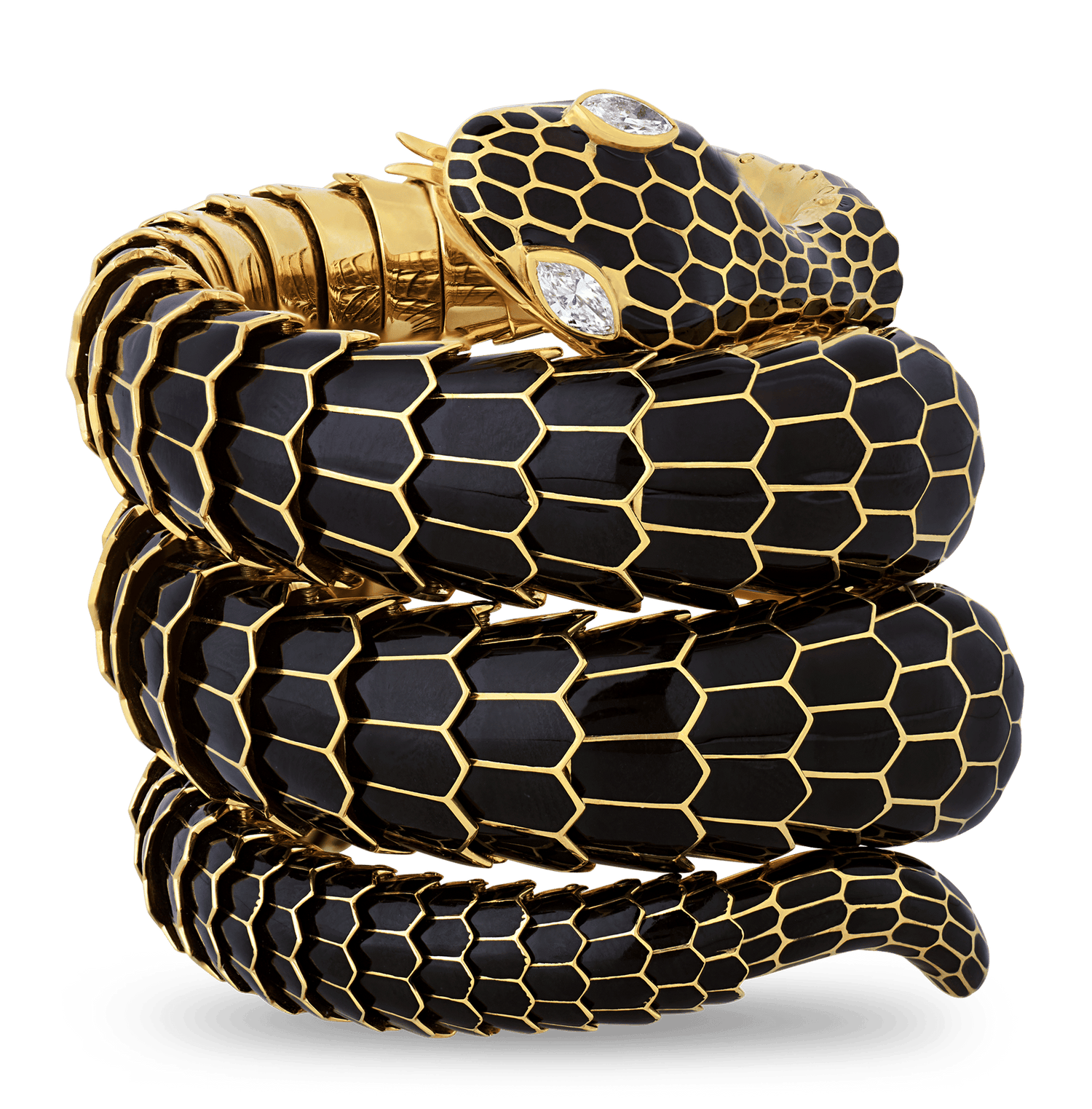 Gold and Enamel Snake Bracelet