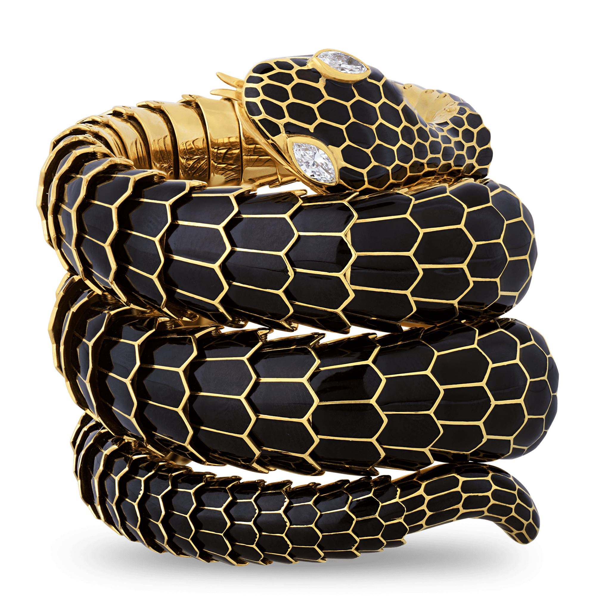 Gold and Enamel Snake Bracelet