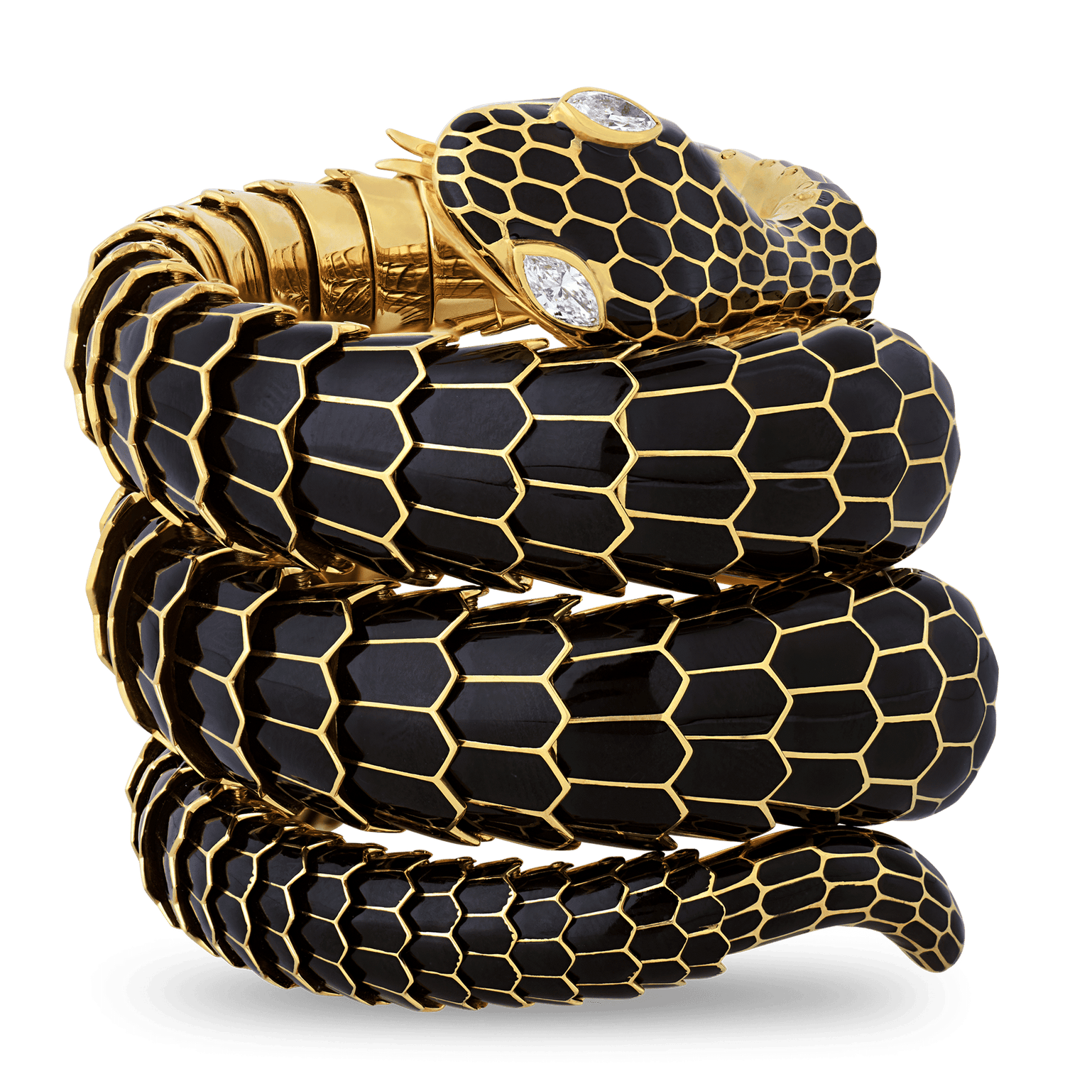 Gold and Enamel Snake Bracelet