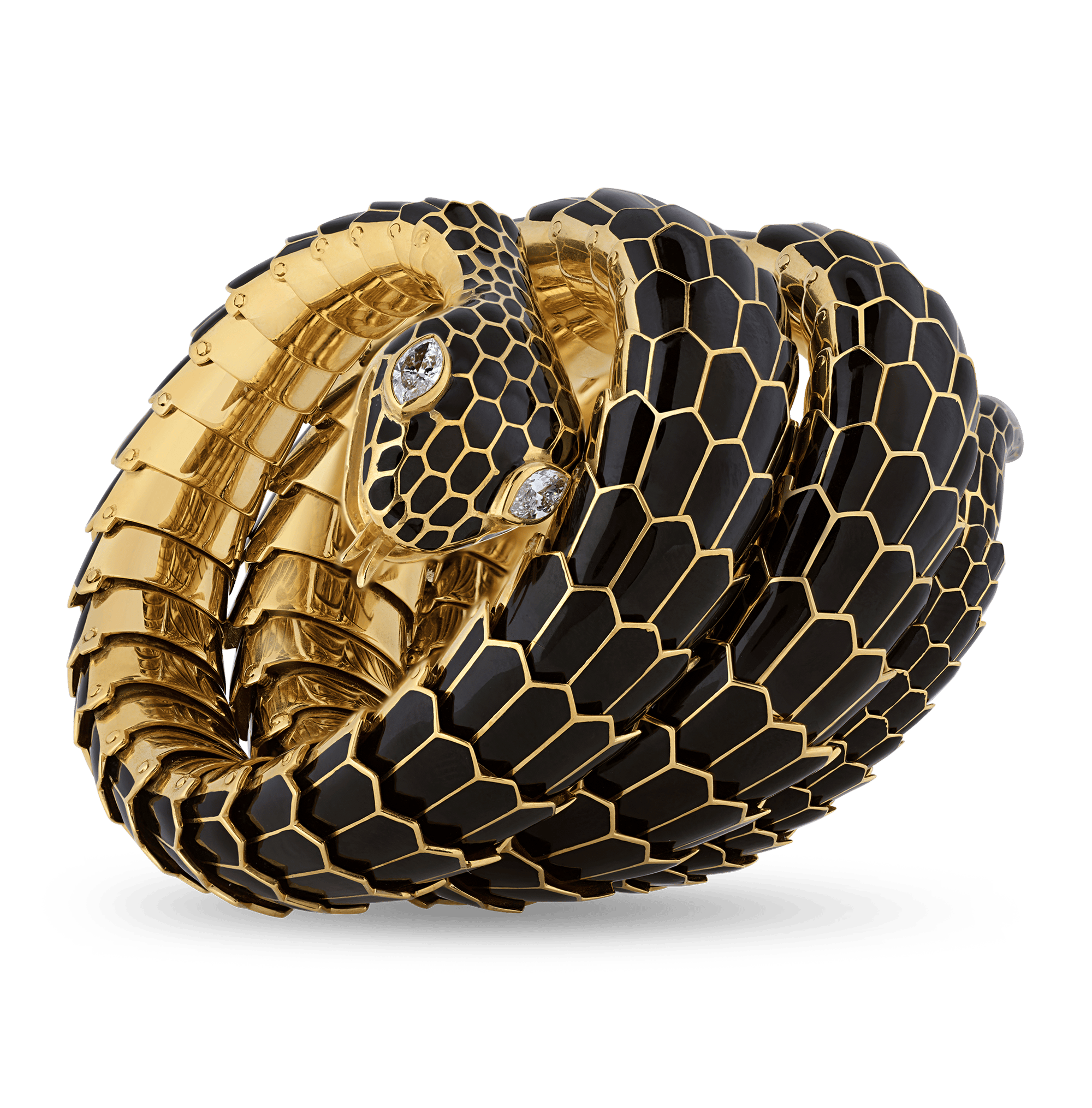 Gold and Enamel Snake Bracelet