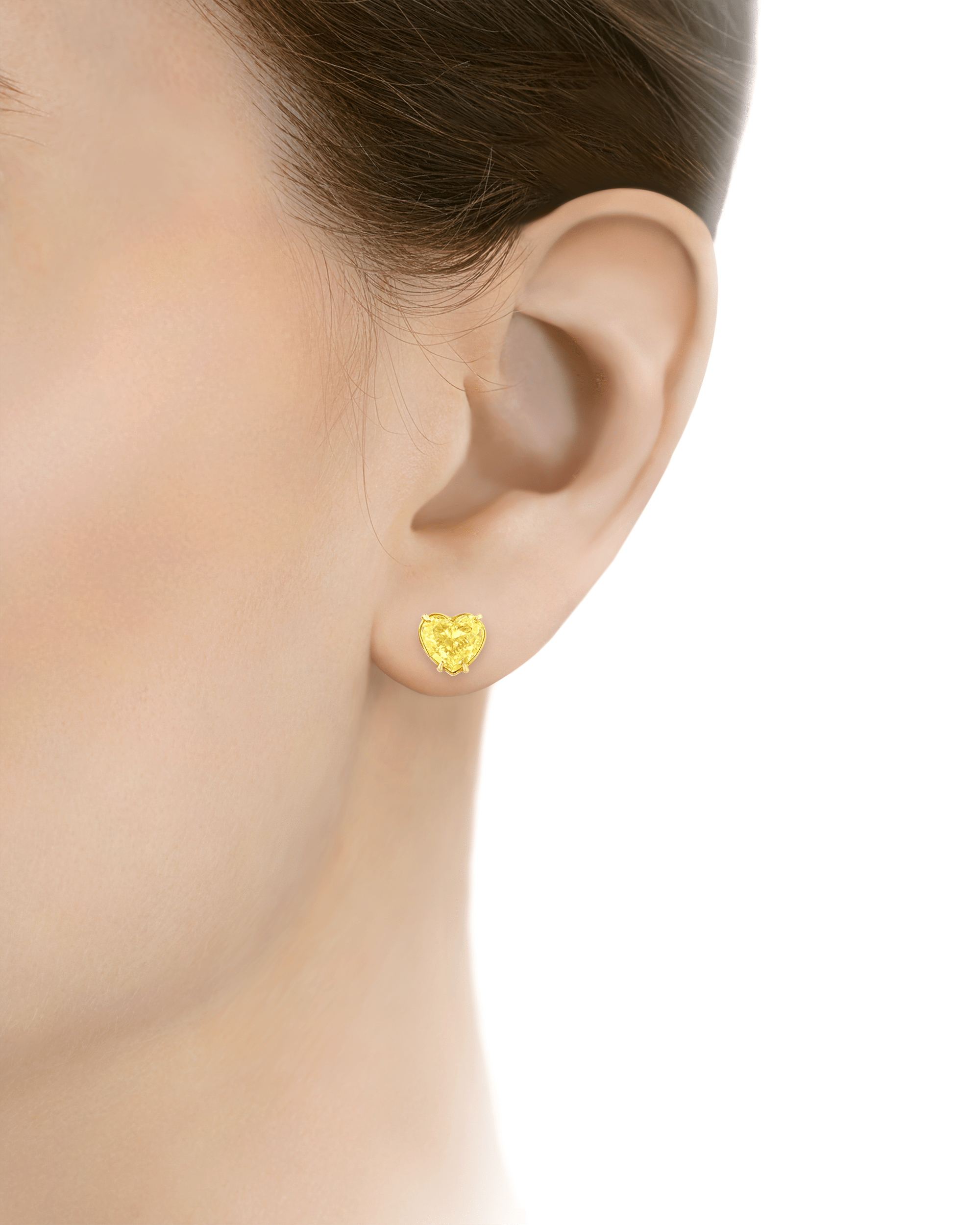 Fancy Light Yellow Diamond Heart Earrings, 4.21 Carats