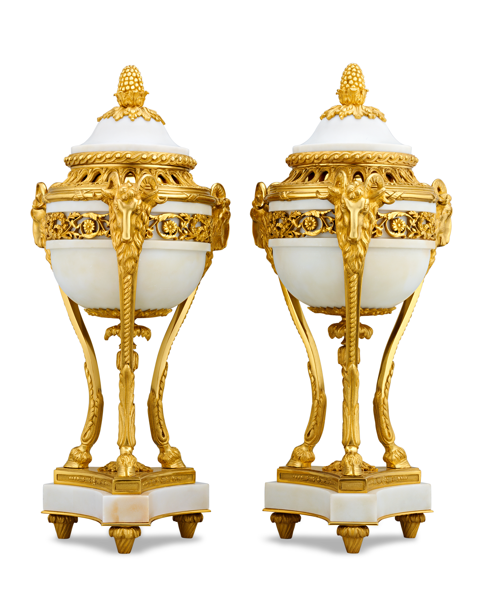 Louis XVI Style Gilt Marble Vases