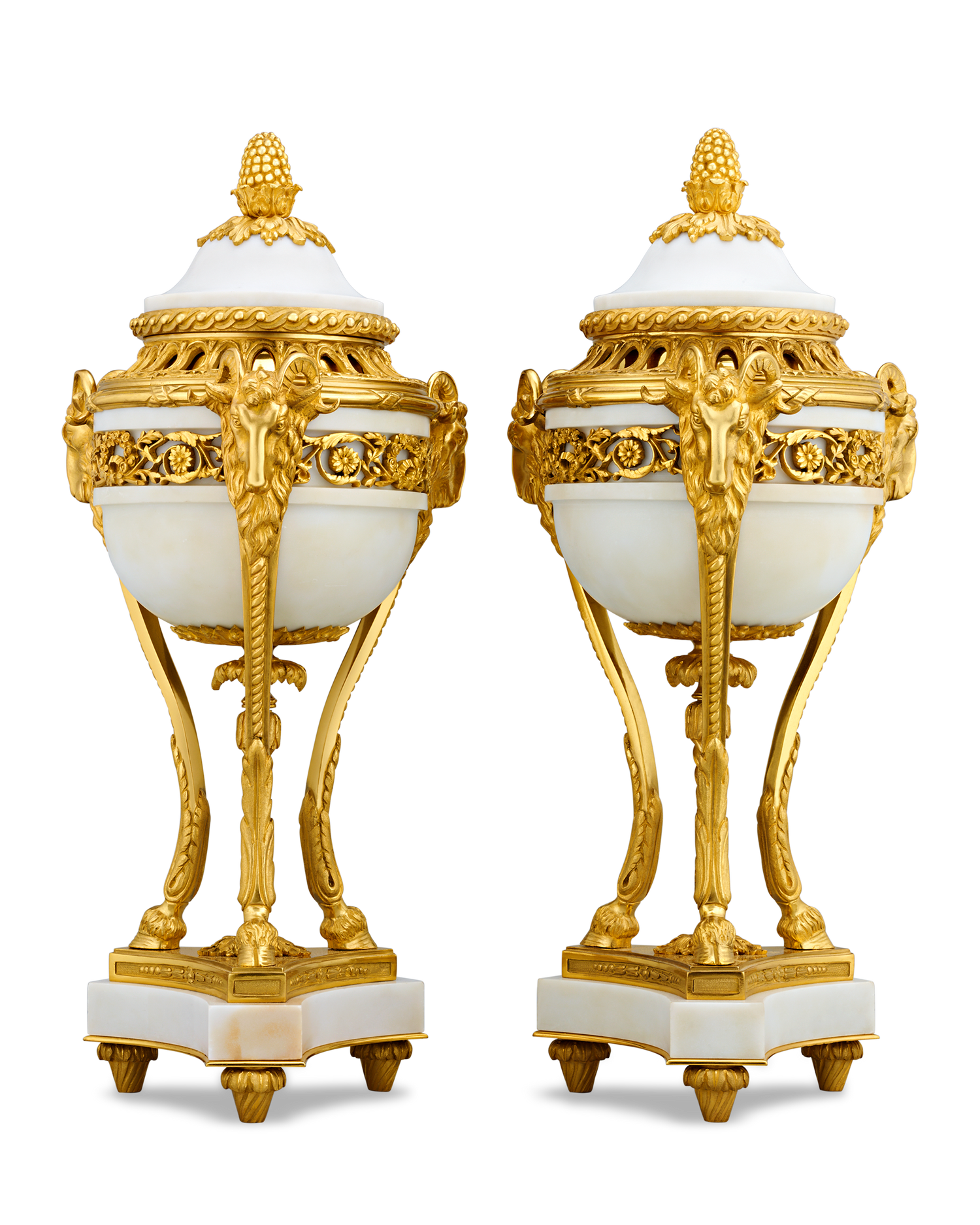 Louis XVI Style Gilt Marble Vases