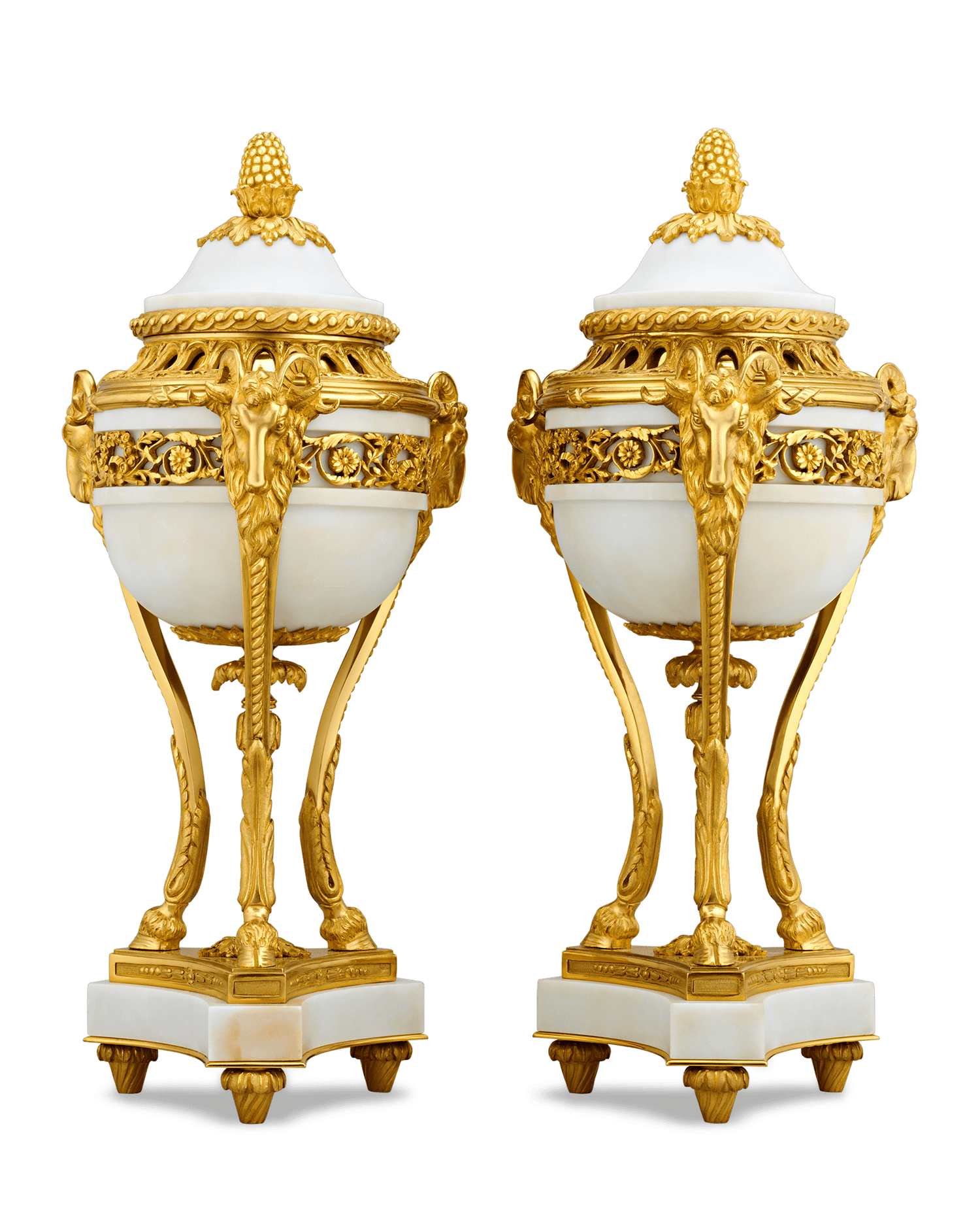 Louis XVI Style Gilt Marble Vases