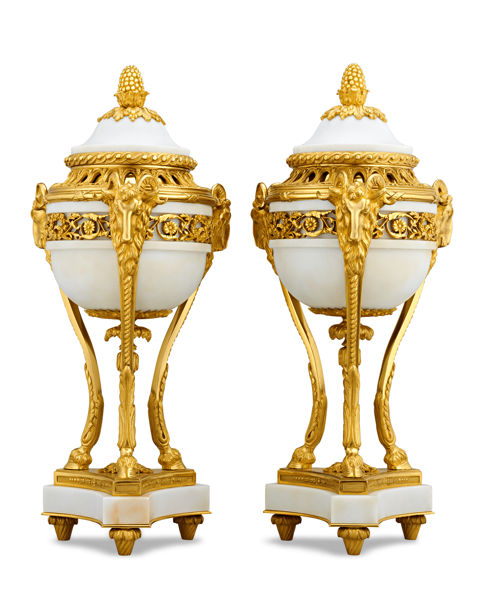 Louis XVI Style Gilt Marble Vases