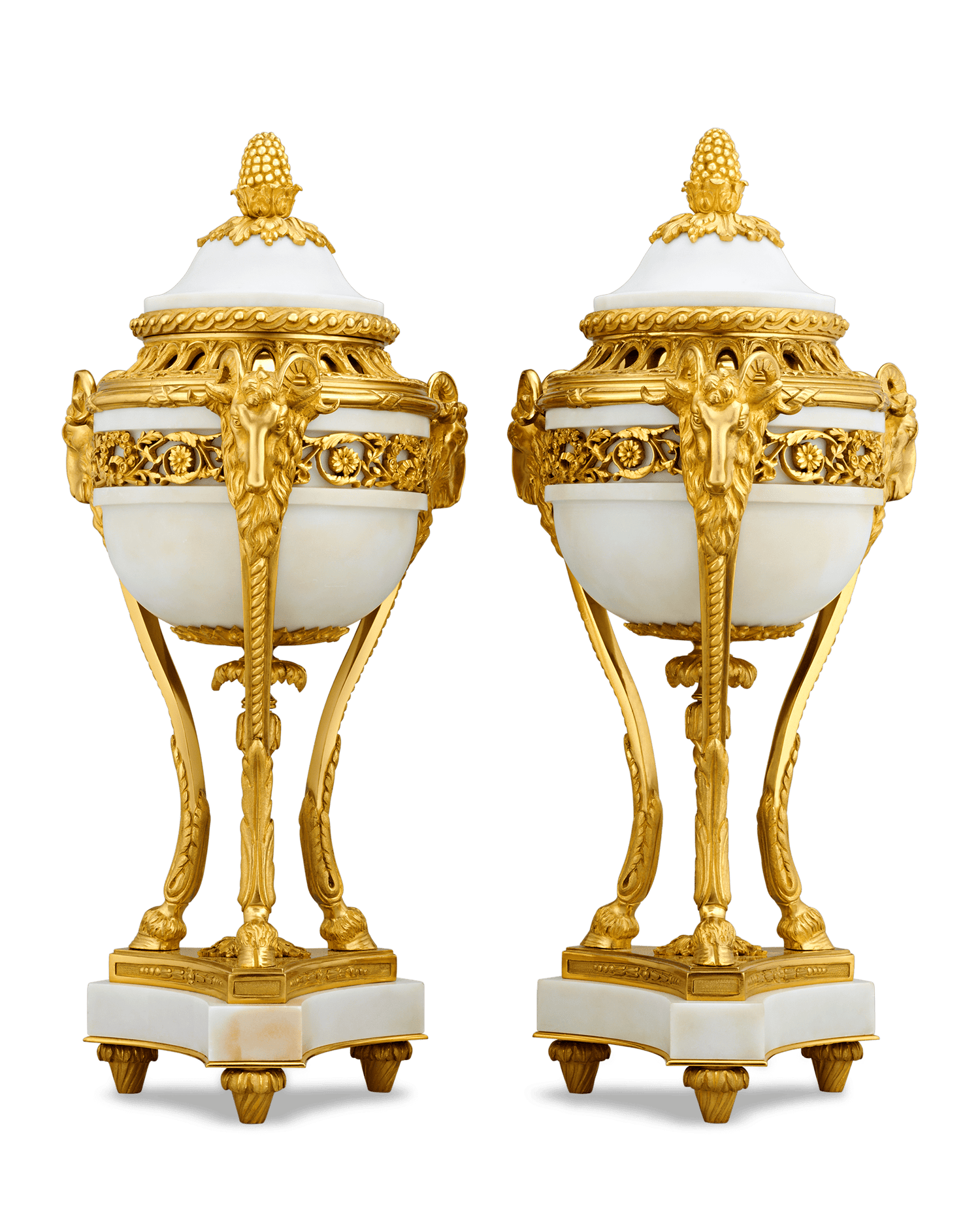 Louis XVI Style Gilt Marble Vases