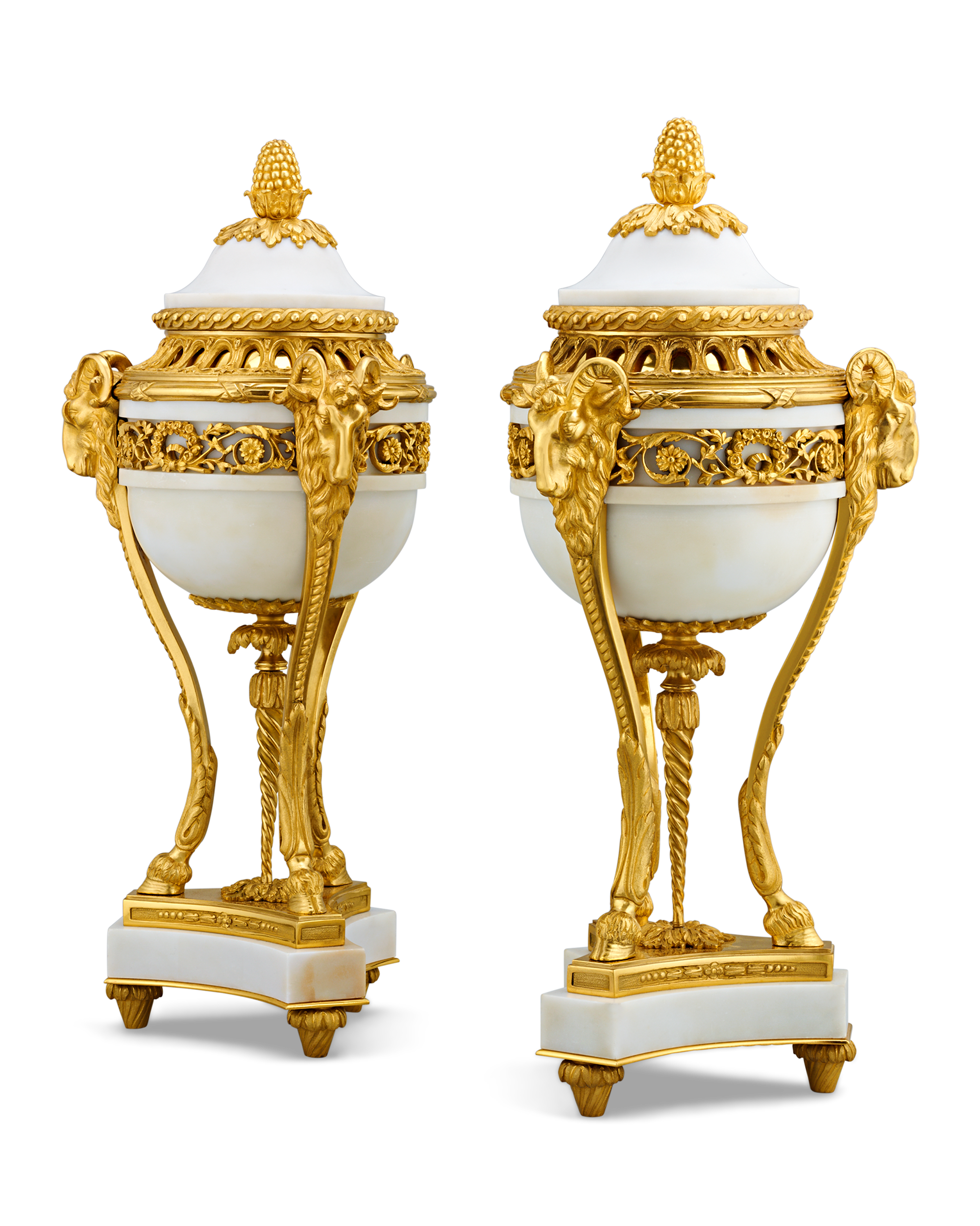 Louis XVI Style Gilt Marble Vases