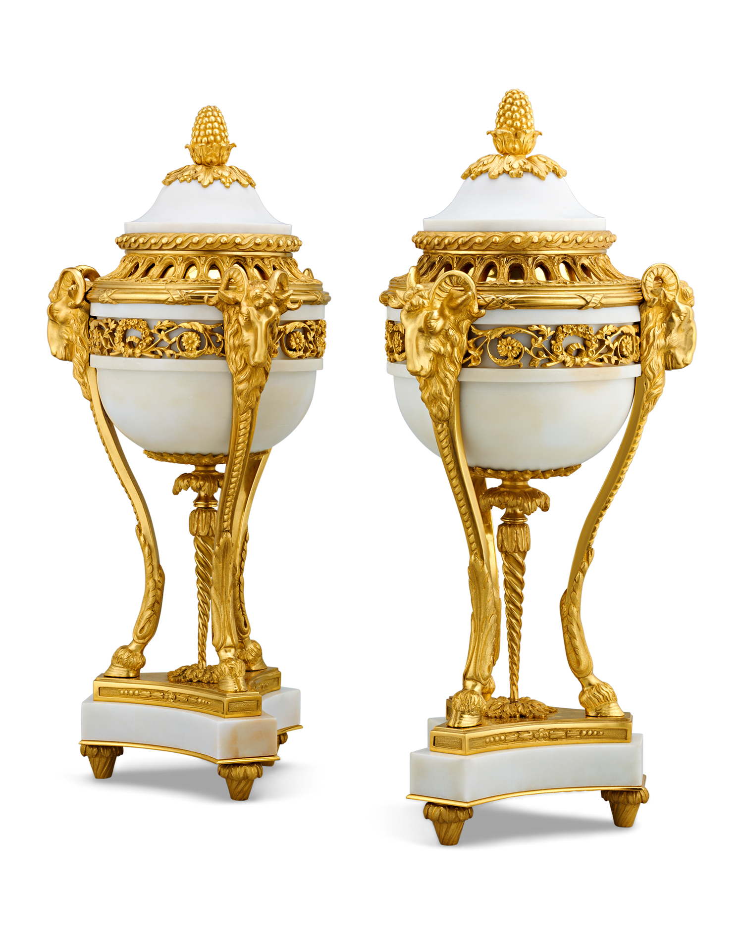 Louis XVI Style Gilt Marble Vases