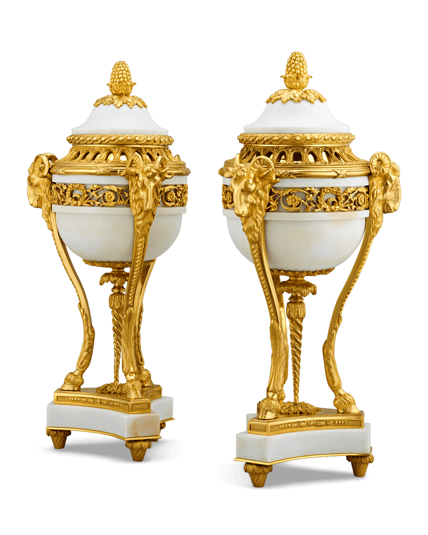 Louis XVI Style Gilt Marble Vases