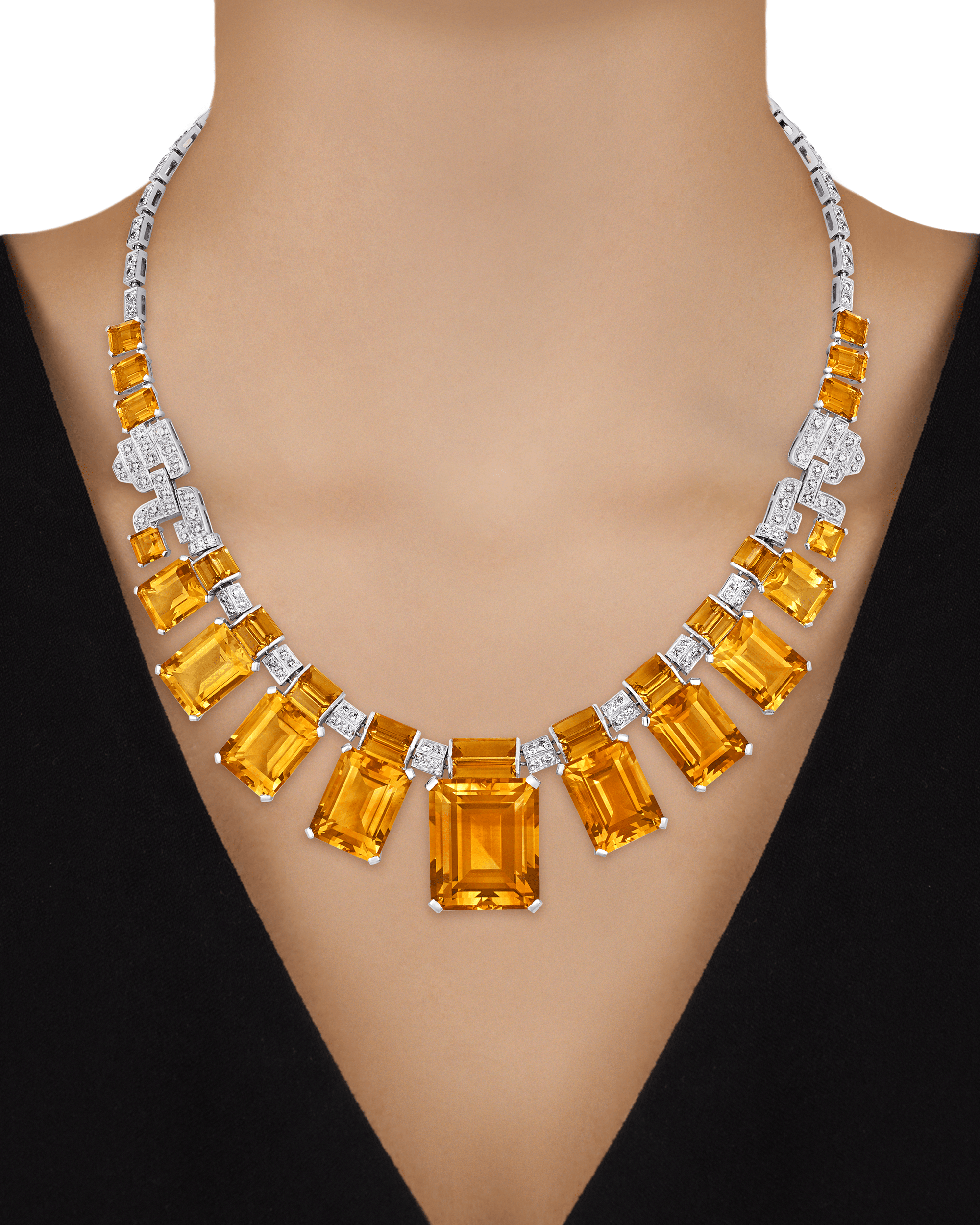 Citrine and Diamond Necklace