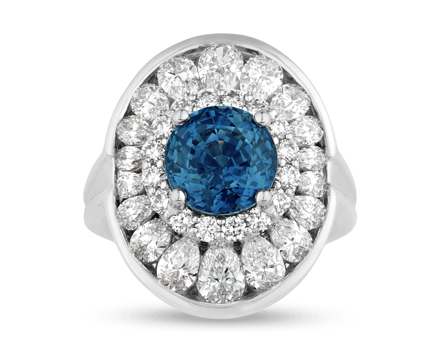 Untreated Teal Sapphire Ring, 4.03 Carats