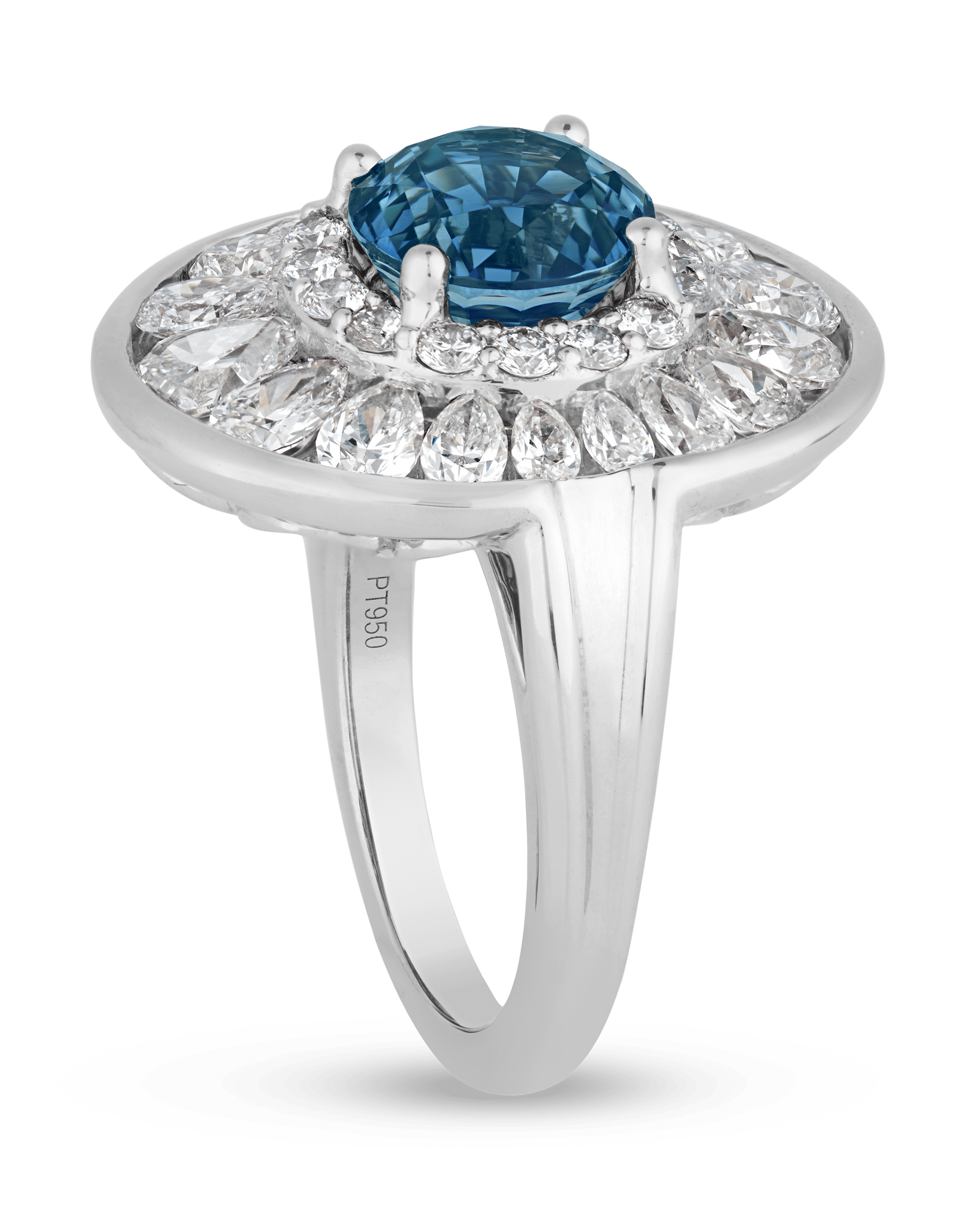 Untreated Teal Sapphire Ring, 4.03 Carats