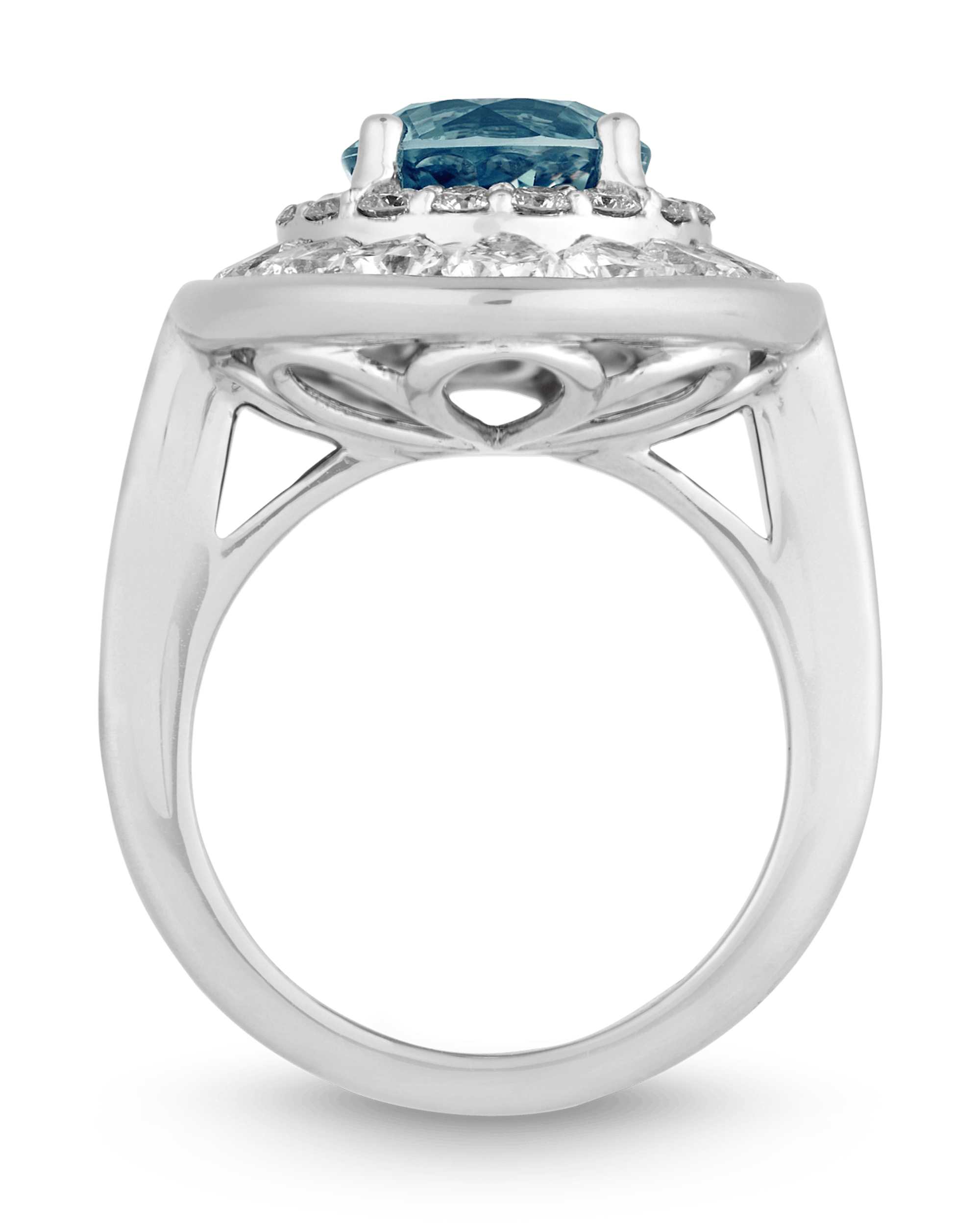 Untreated Teal Sapphire Ring, 4.03 Carats