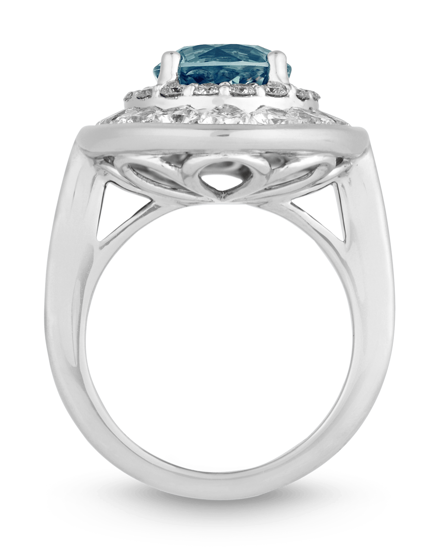 Untreated Teal Sapphire Ring, 4.03 Carats