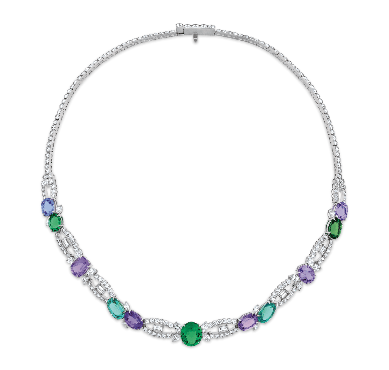 Raymond Yard Unheated Paraiba Tourmaline Necklace, 26.08 Carats