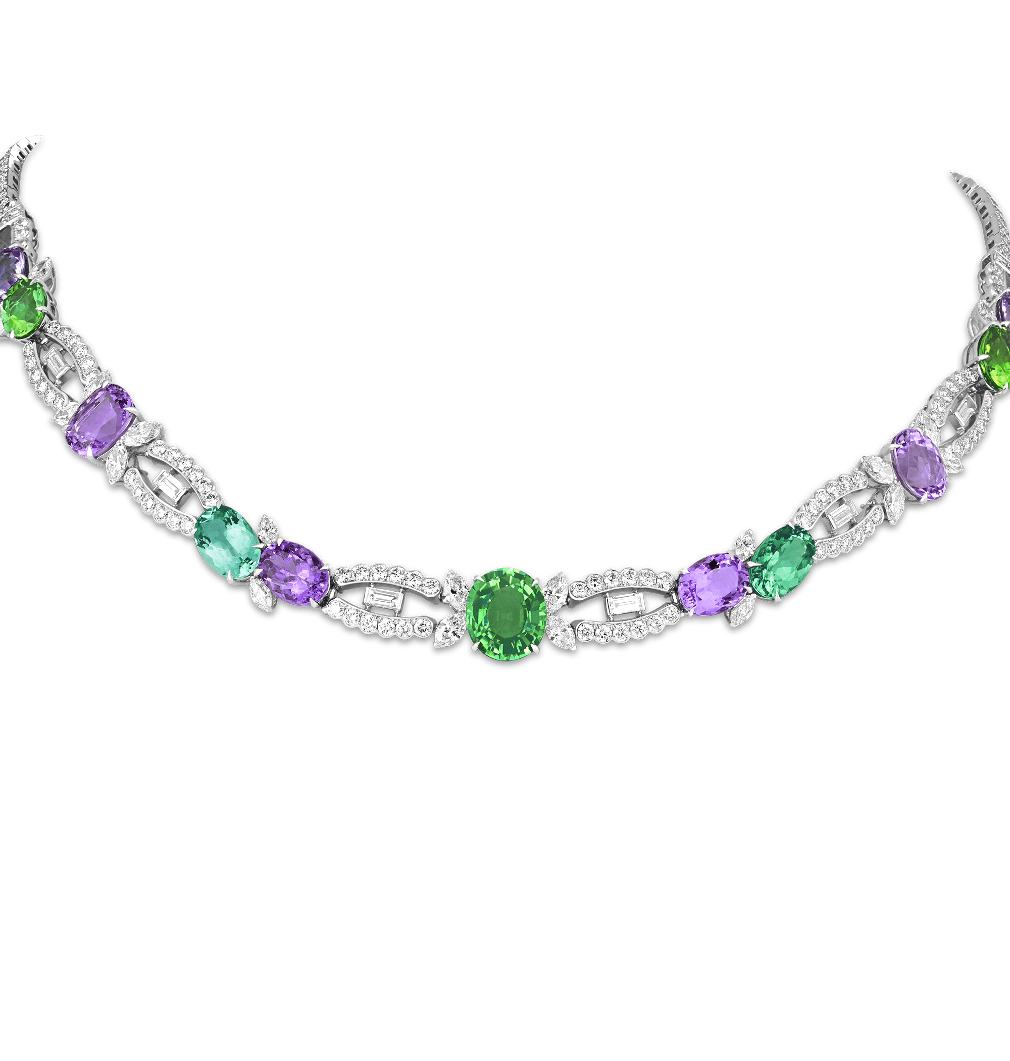 Raymond Yard Unheated Paraiba Tourmaline Necklace, 26.08 Carats