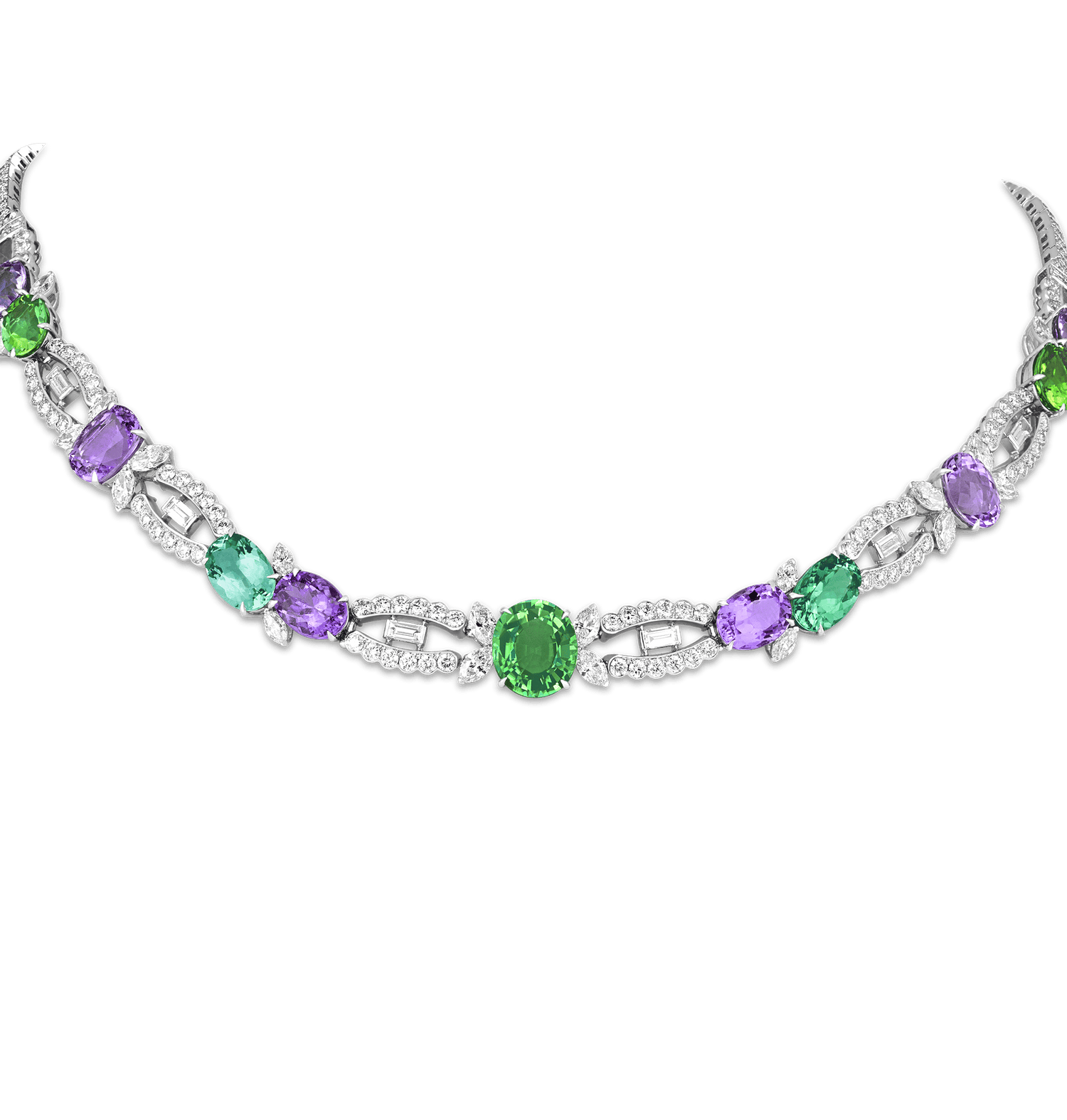 Raymond Yard Unheated Paraiba Tourmaline Necklace, 26.08 Carats