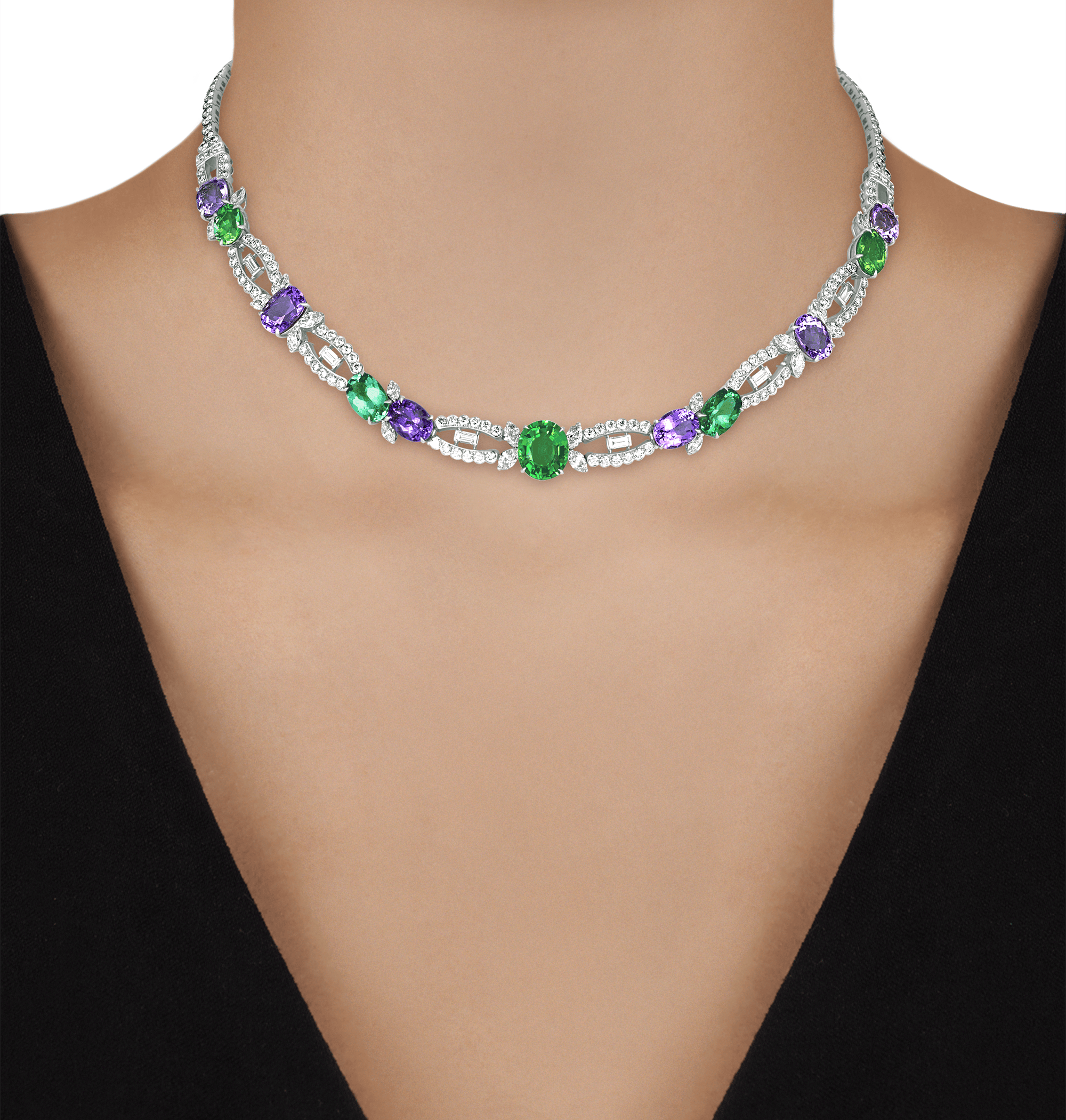 Raymond Yard Unheated Paraiba Tourmaline Necklace, 26.08 Carats