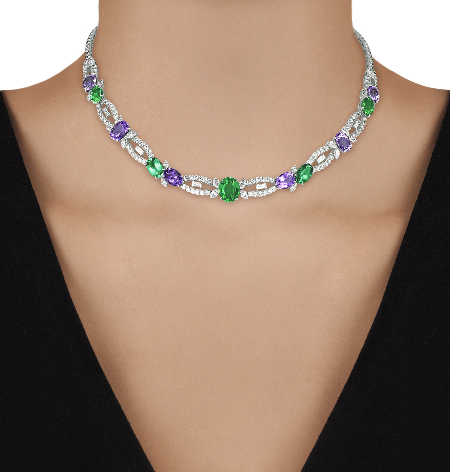 Raymond Yard Unheated Paraiba Tourmaline Necklace, 26.08 Carats
