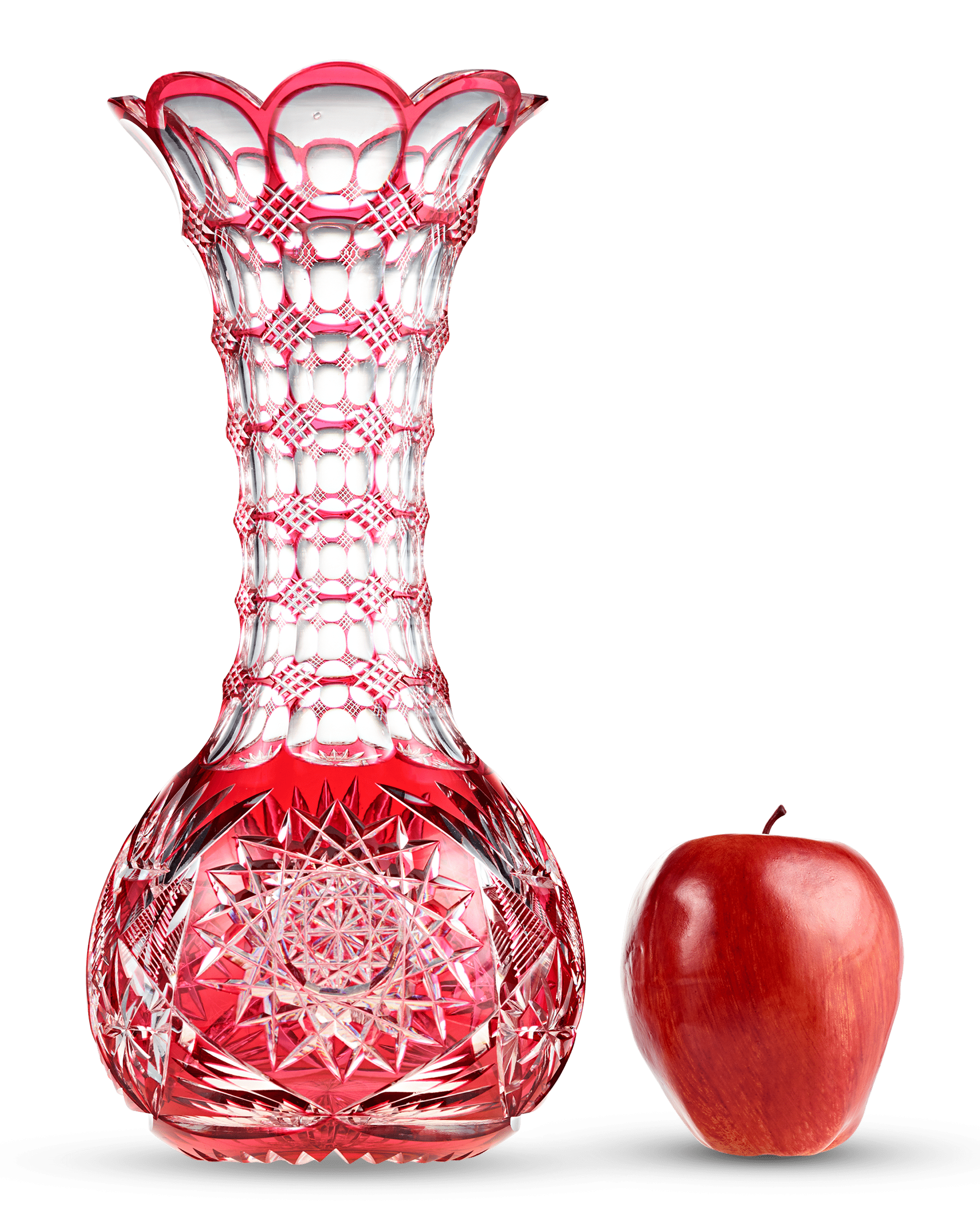 Red Cut-To-Clear Glass Vase by Pairpoint