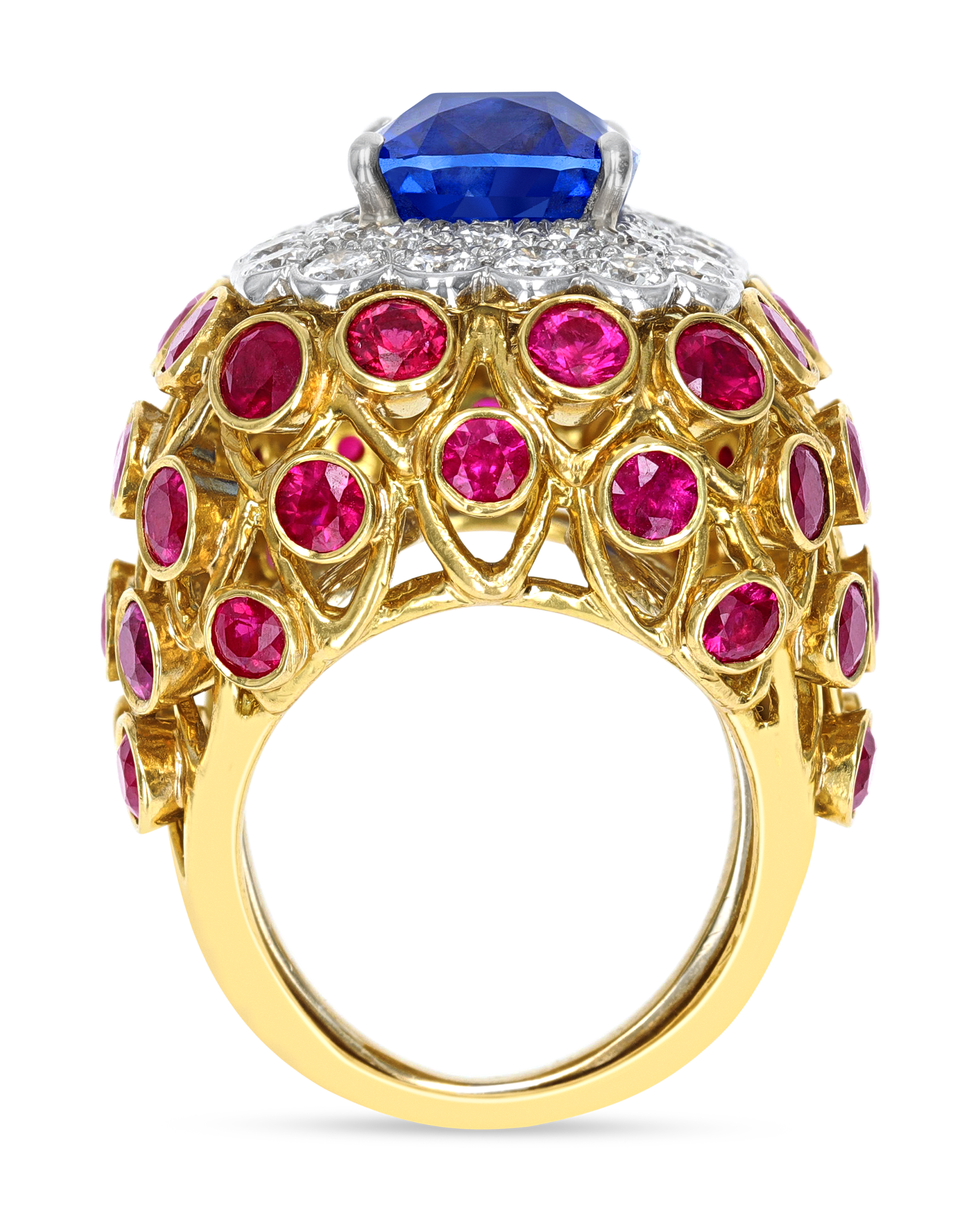 David Webb Sapphire, Ruby and Diamond Ring