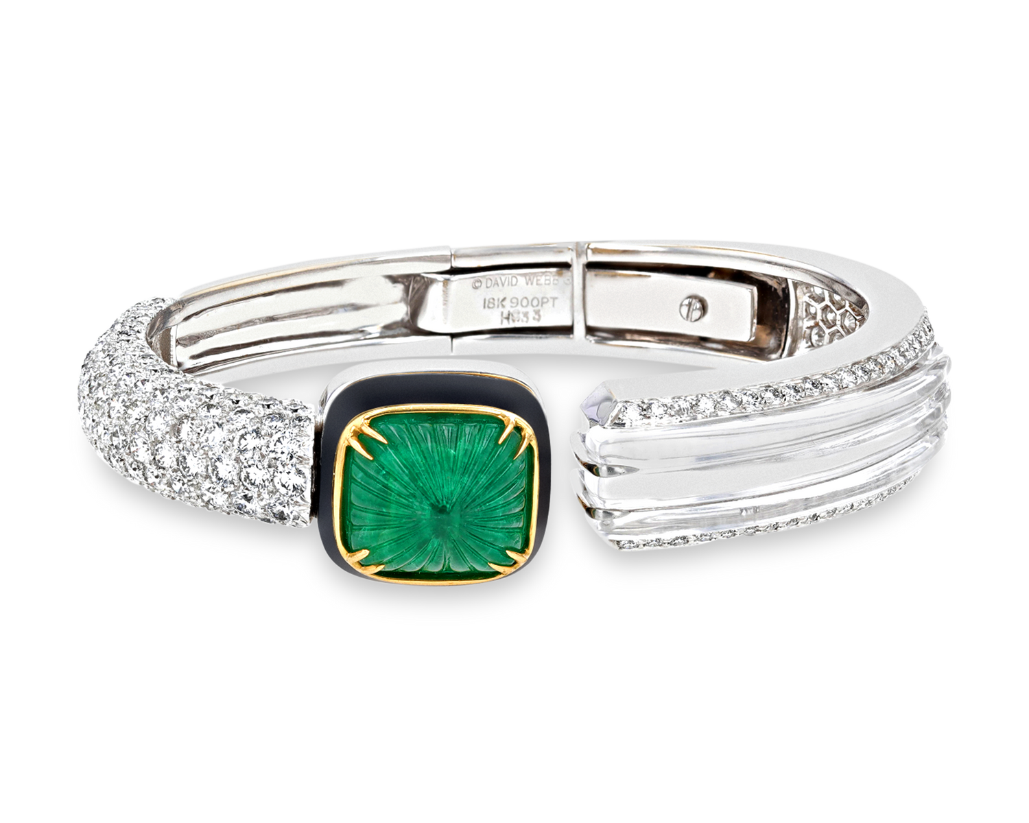 David Webb Emerald, Diamond & Rock Crystal Bracelet