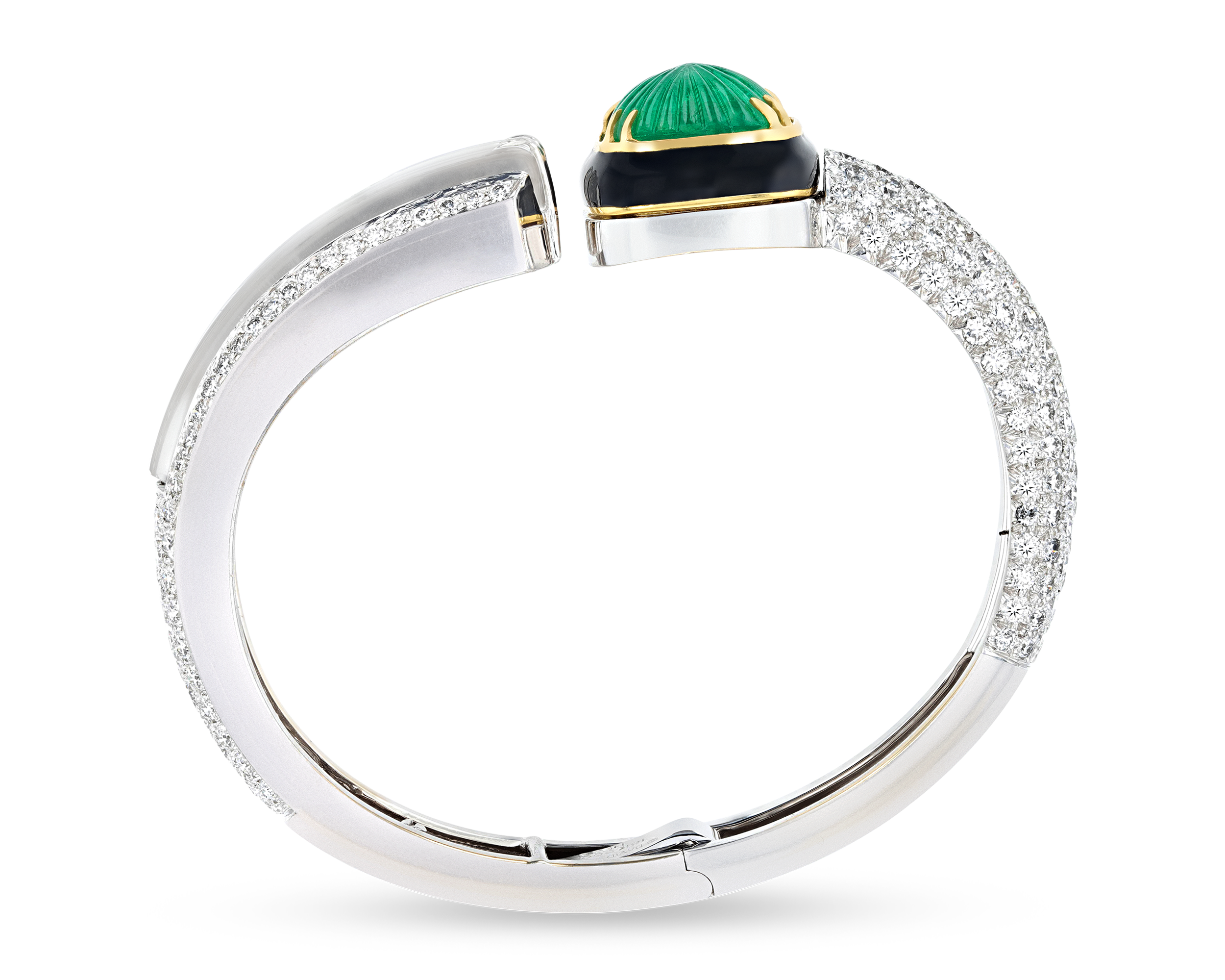 David Webb Emerald, Diamond & Rock Crystal Bracelet