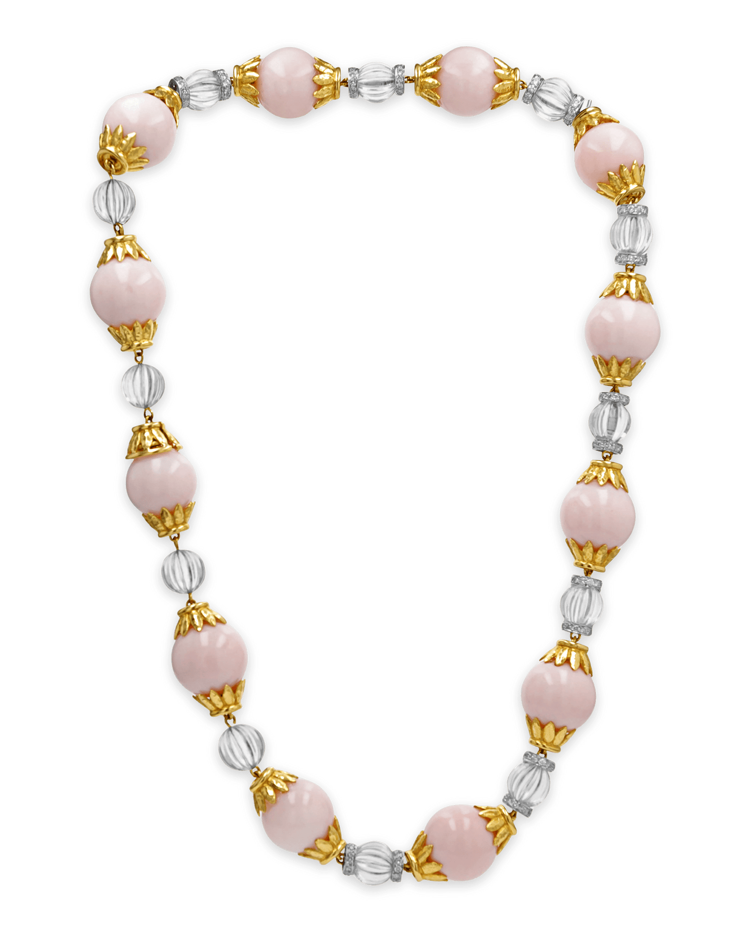 David Webb Pink Opal and Diamond Necklace