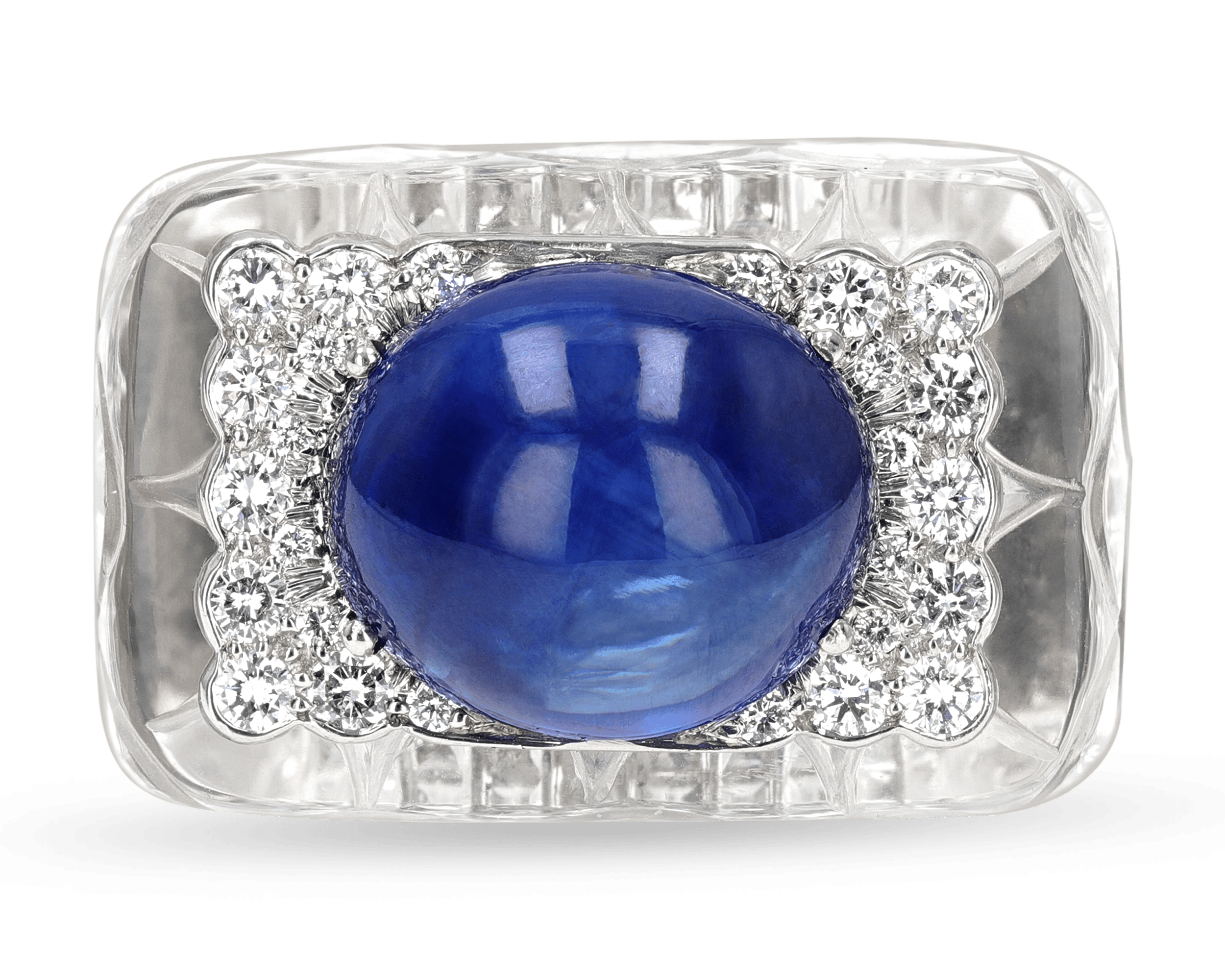 David Webb Sapphire Cabochon Ring, 17.20 Carats