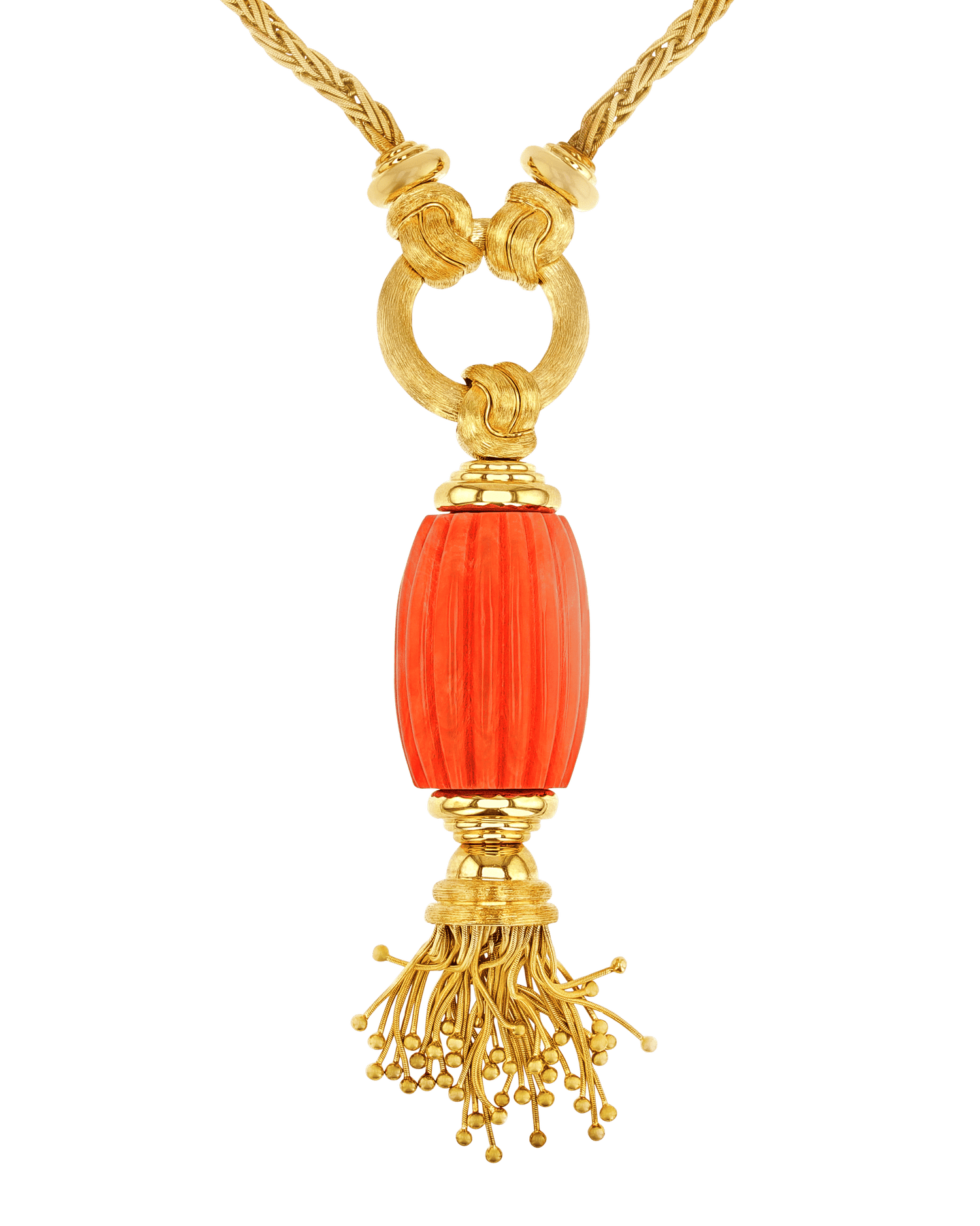 Henry Dunay Coral Tassel Necklace
