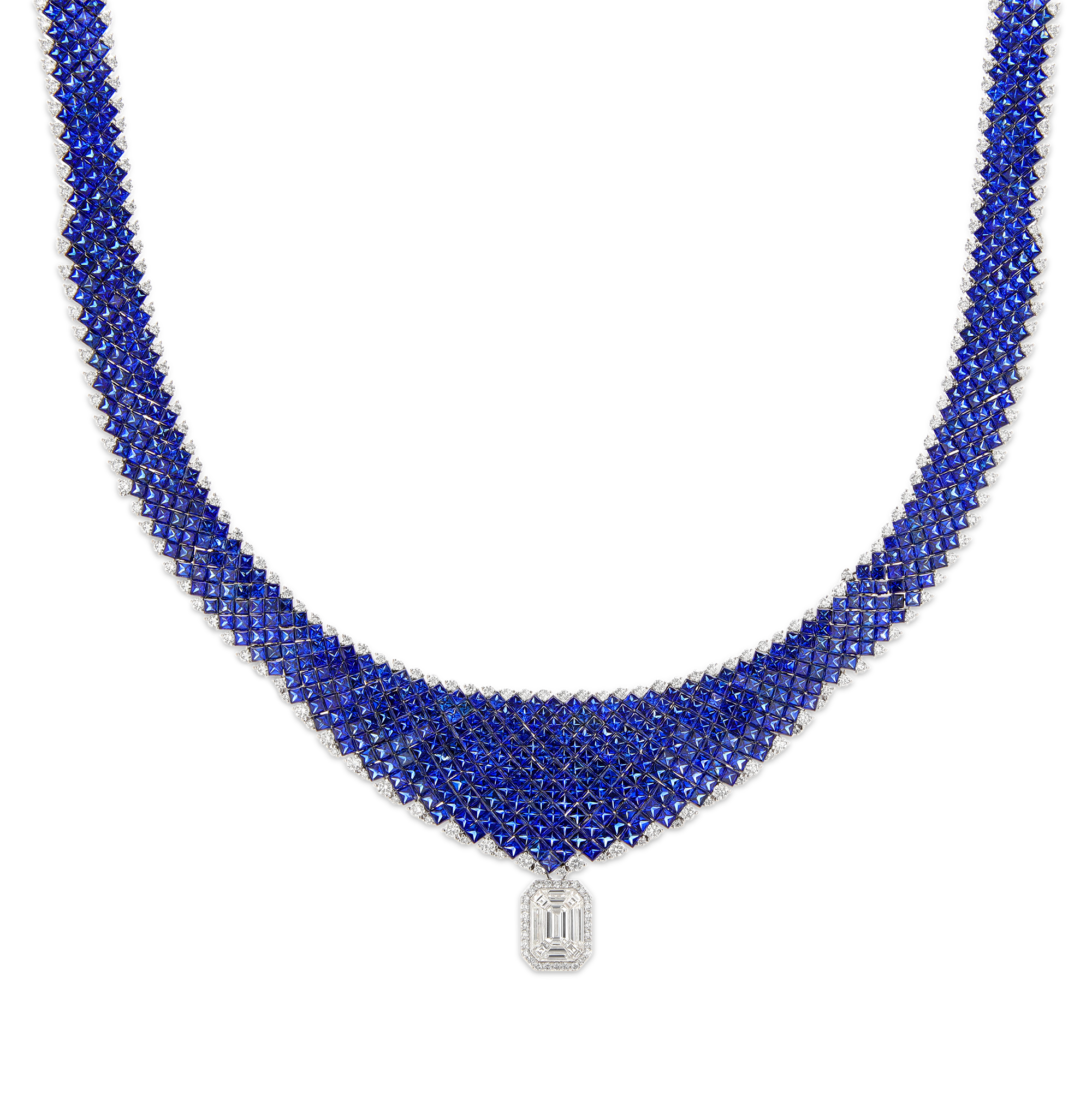 Invisible Set Sapphire Necklace, 100.00 Carats