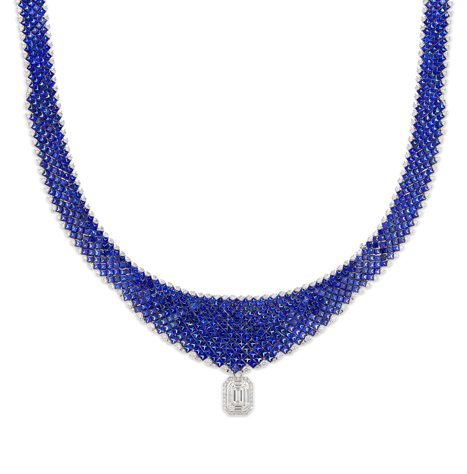 Invisible Set Sapphire Necklace, 100.00 Carats