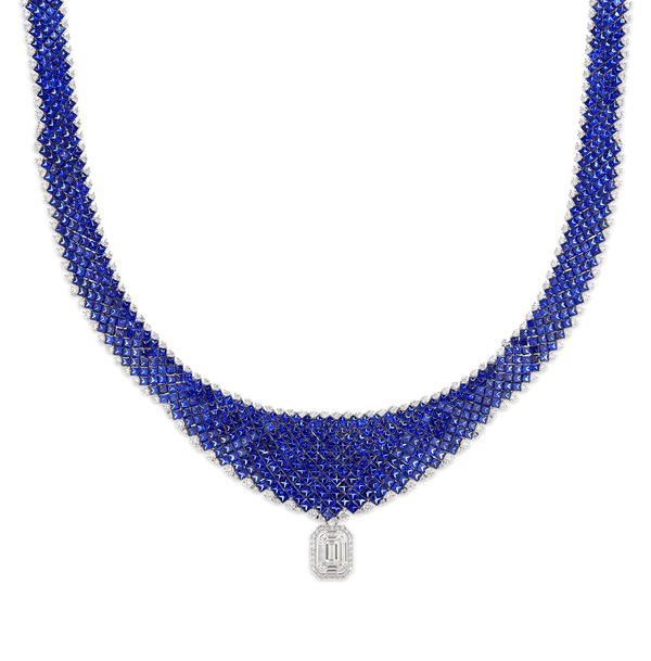 Invisible Set Sapphire Necklace, 100.00 Carats