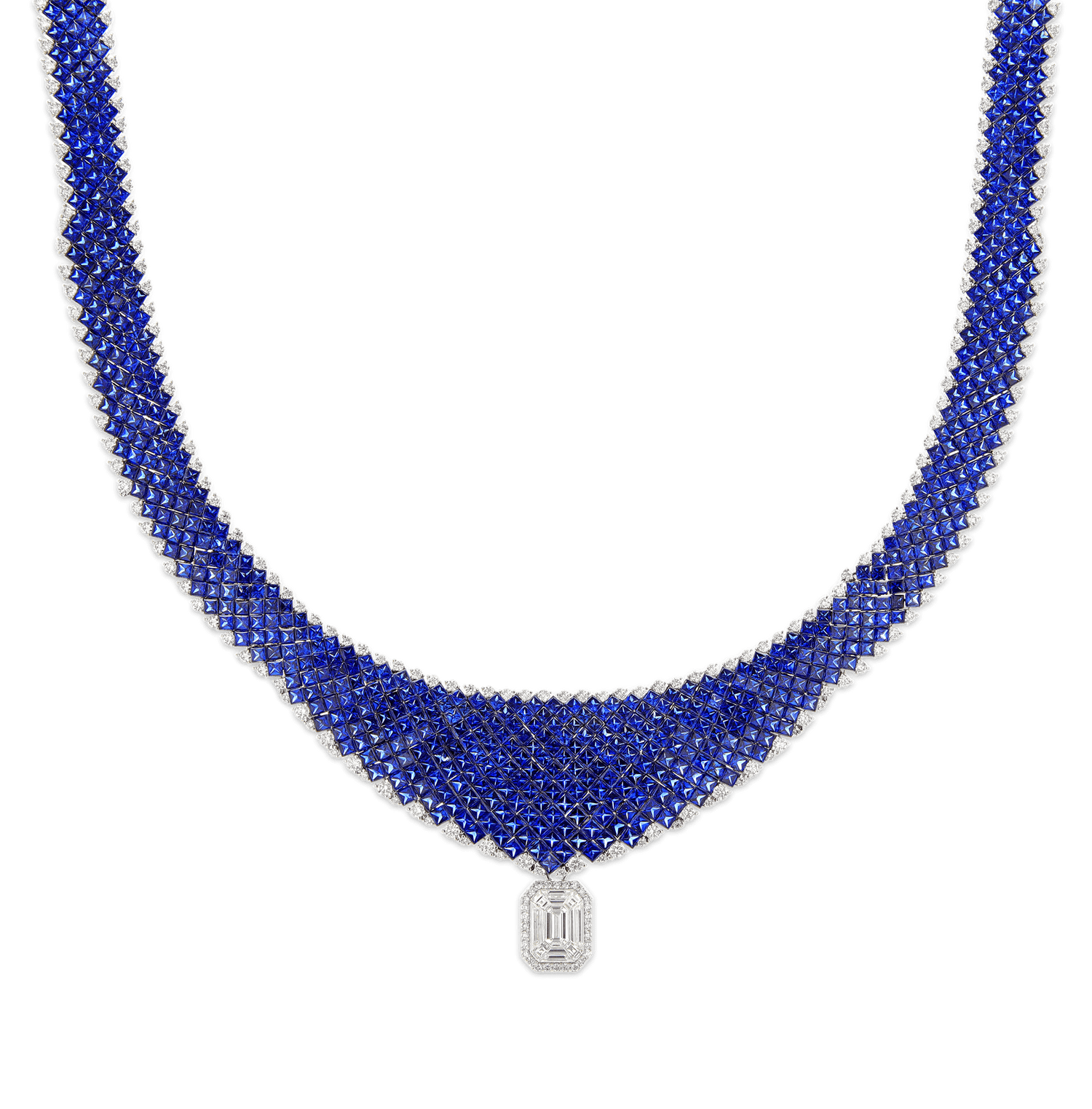 Invisible Set Sapphire Necklace, 100.00 Carats