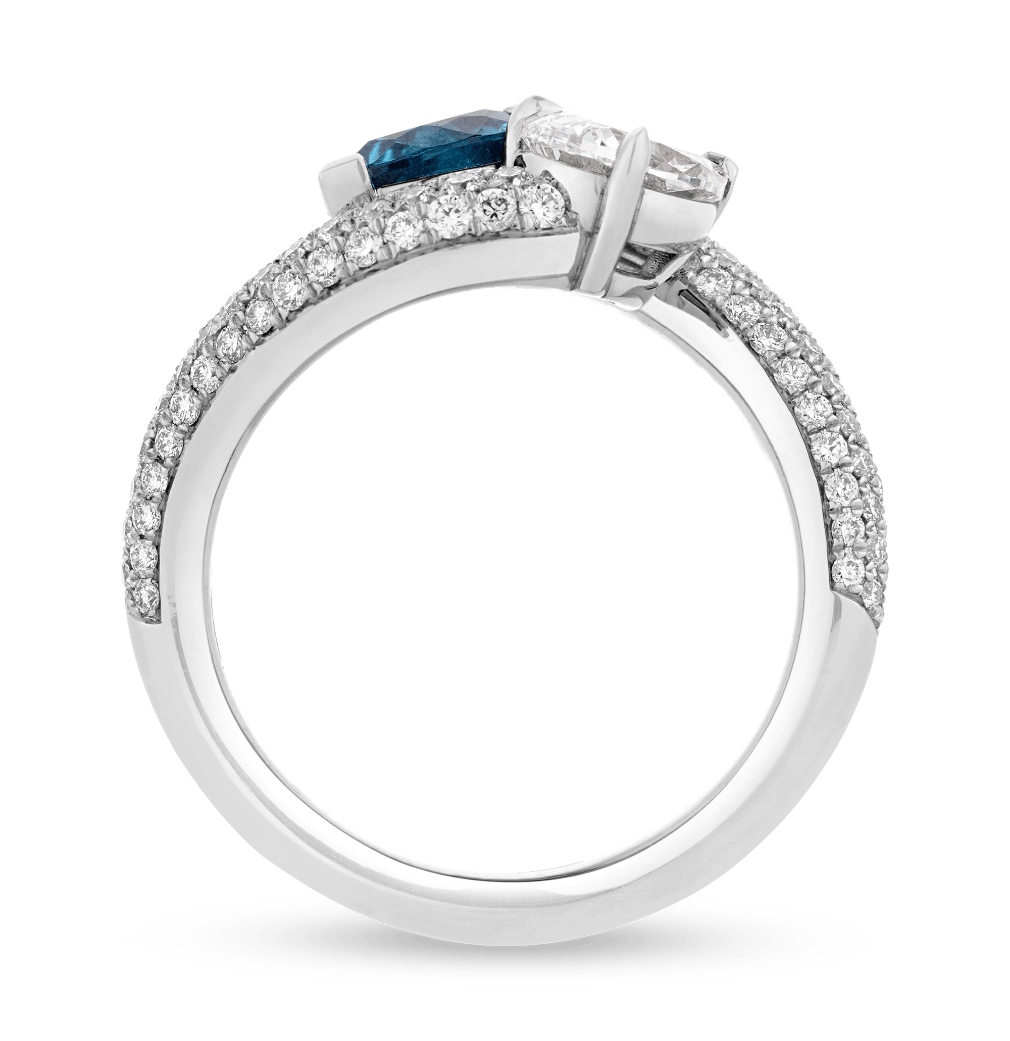 Paraiba Tourmaline and Diamond Bypass Ring