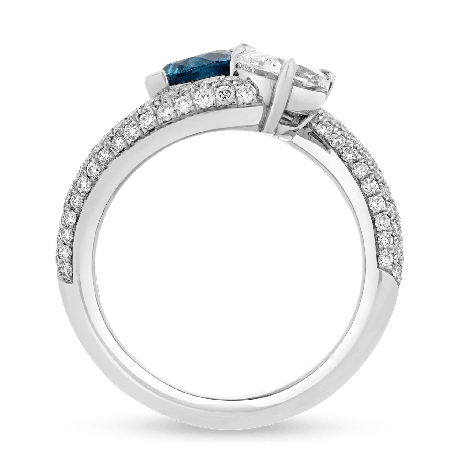 Paraiba Tourmaline and Diamond Bypass Ring