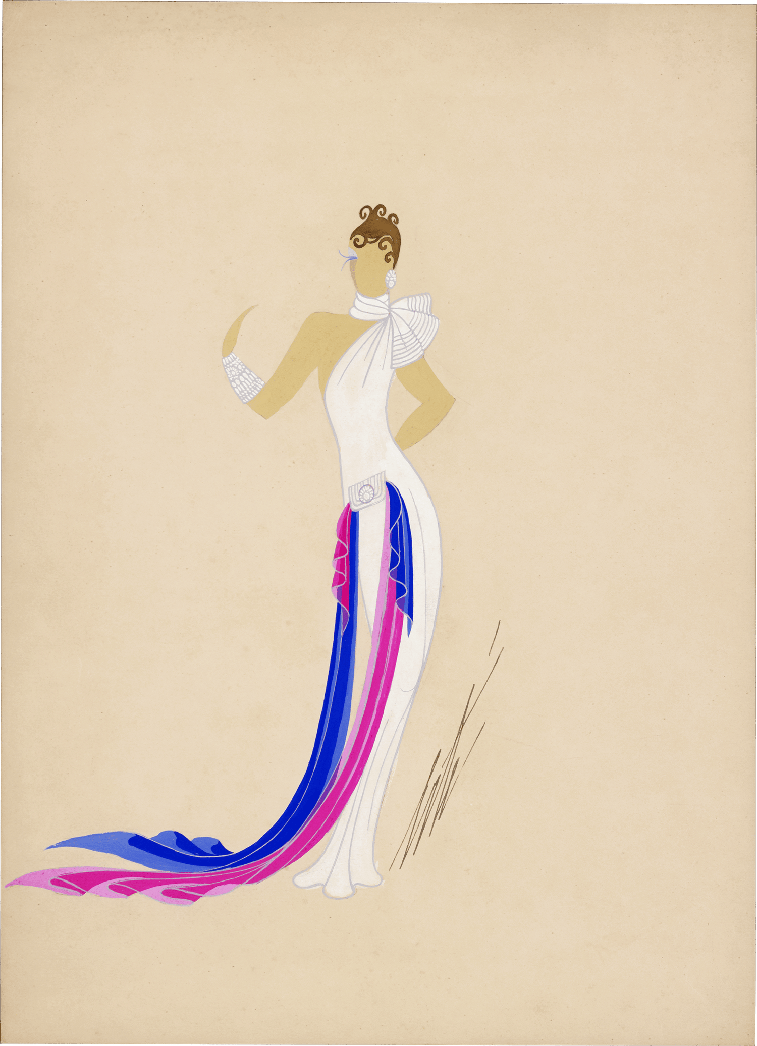 erte dress designs Peacock Costume by Ert 1922 Art Deco Fashion Illustration Archival Quality