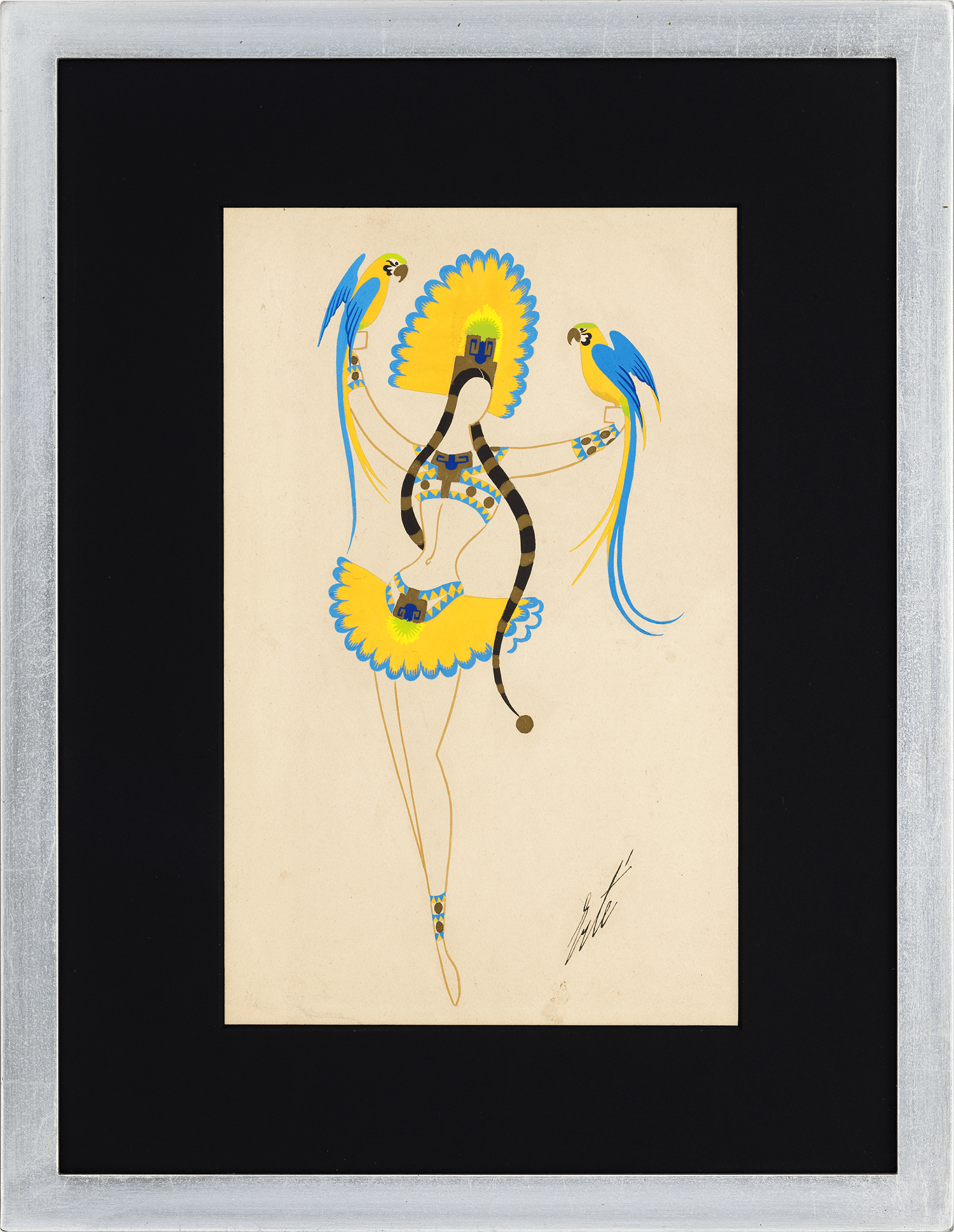 Grand ara bleu et jaune by Erté