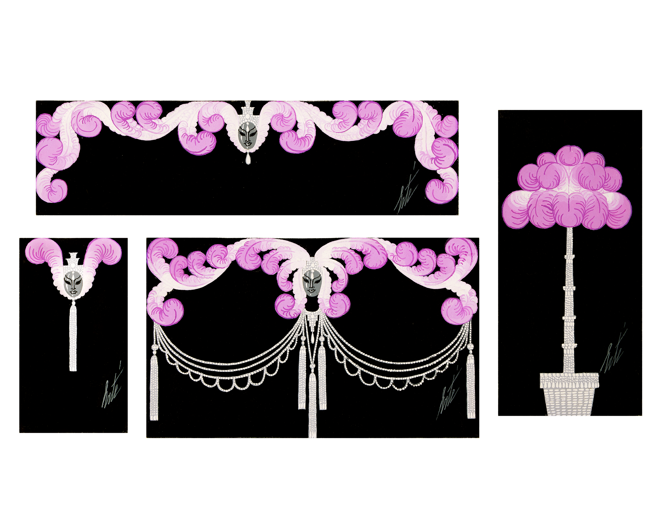 Ensemble of 4: Décors pour le Lido by Erté