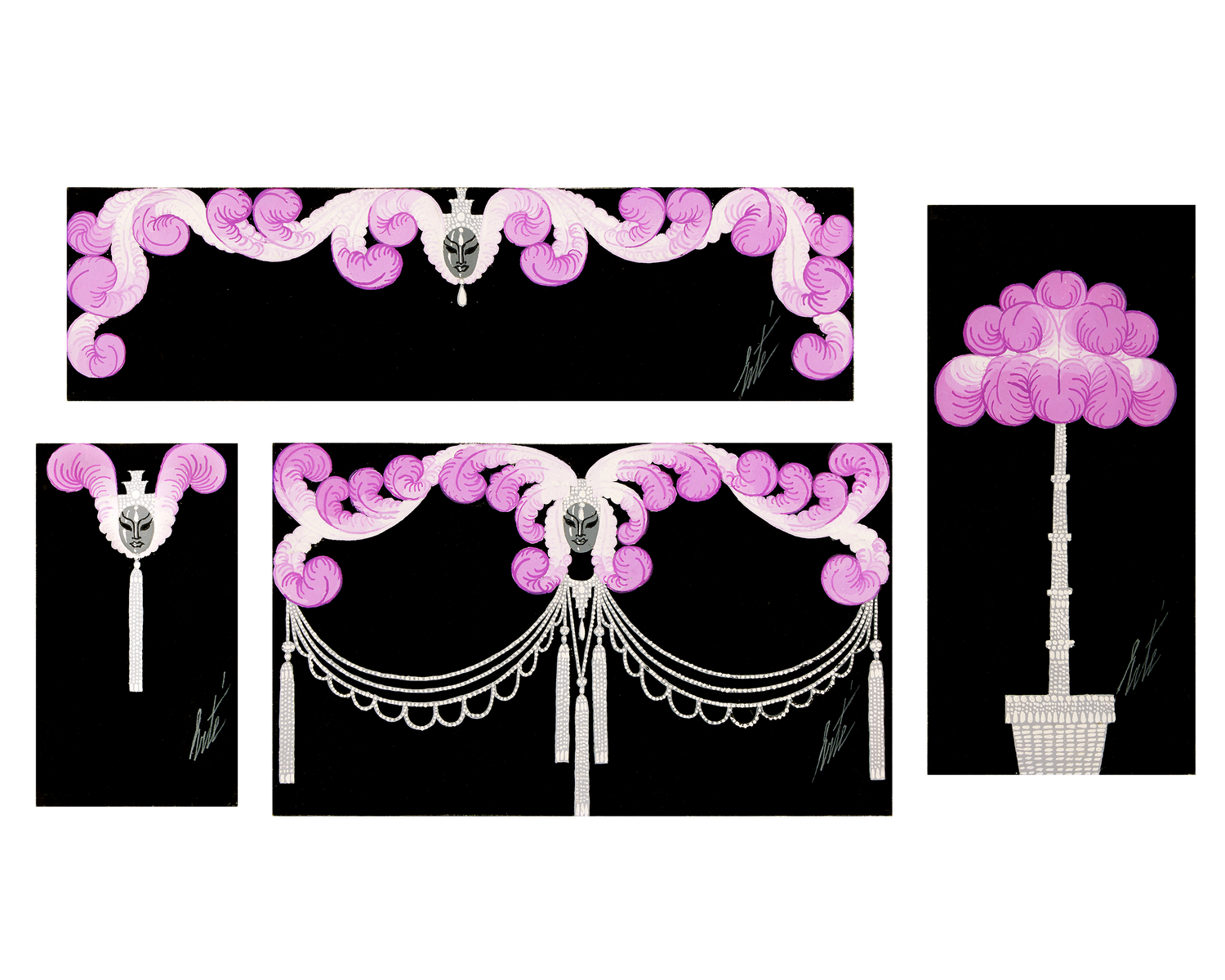 Ensemble of 4: Décors pour le Lido by Erté