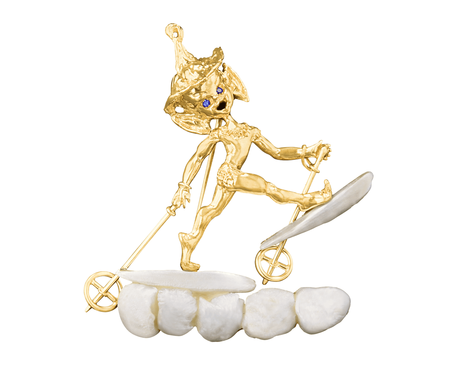 Ruser Baroque Pearl Skiier Brooch