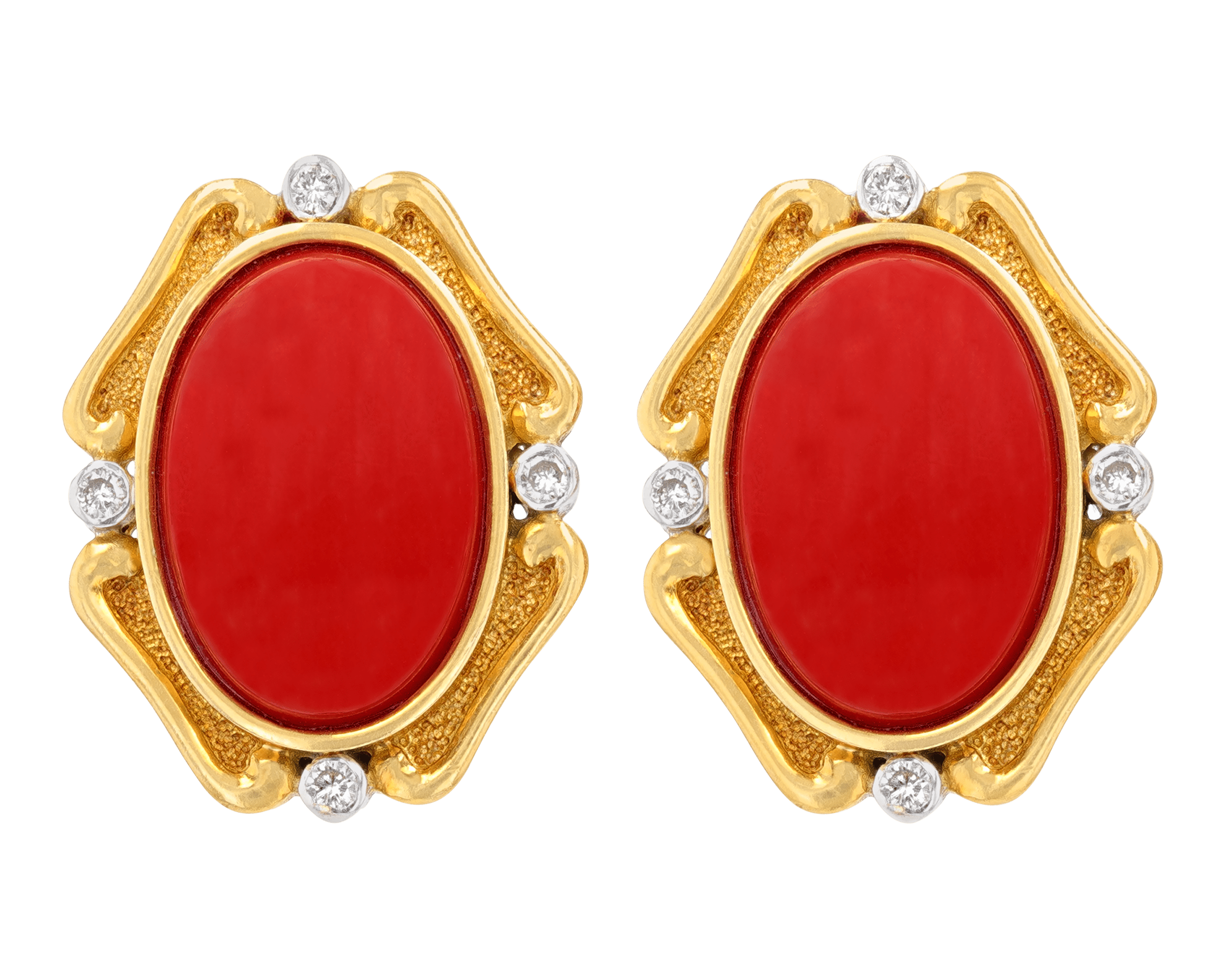 Coral and Diamond Earrings