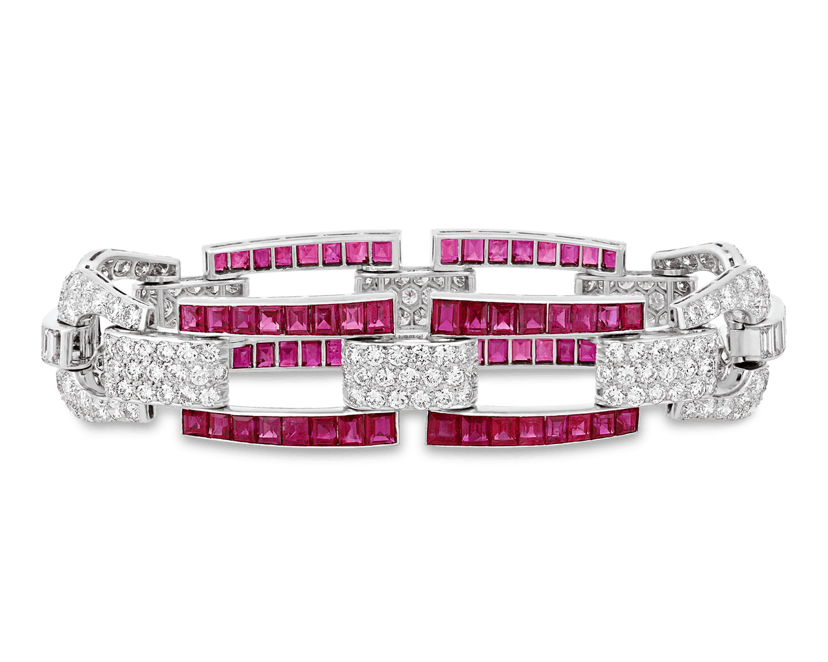 Art Deco Burma Ruby Bracelet, 18.00 Carats