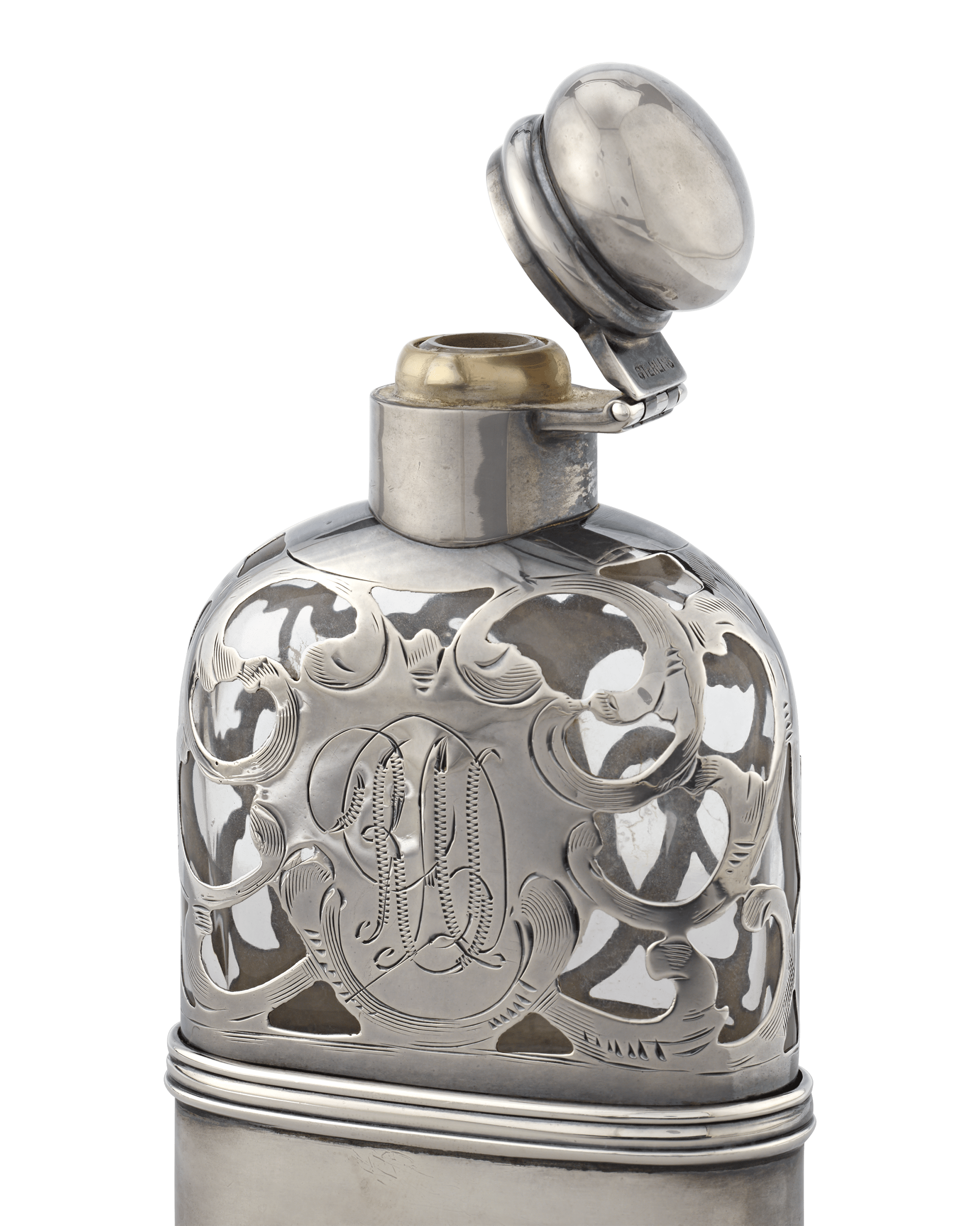 Sterling Silver and Glass Flask